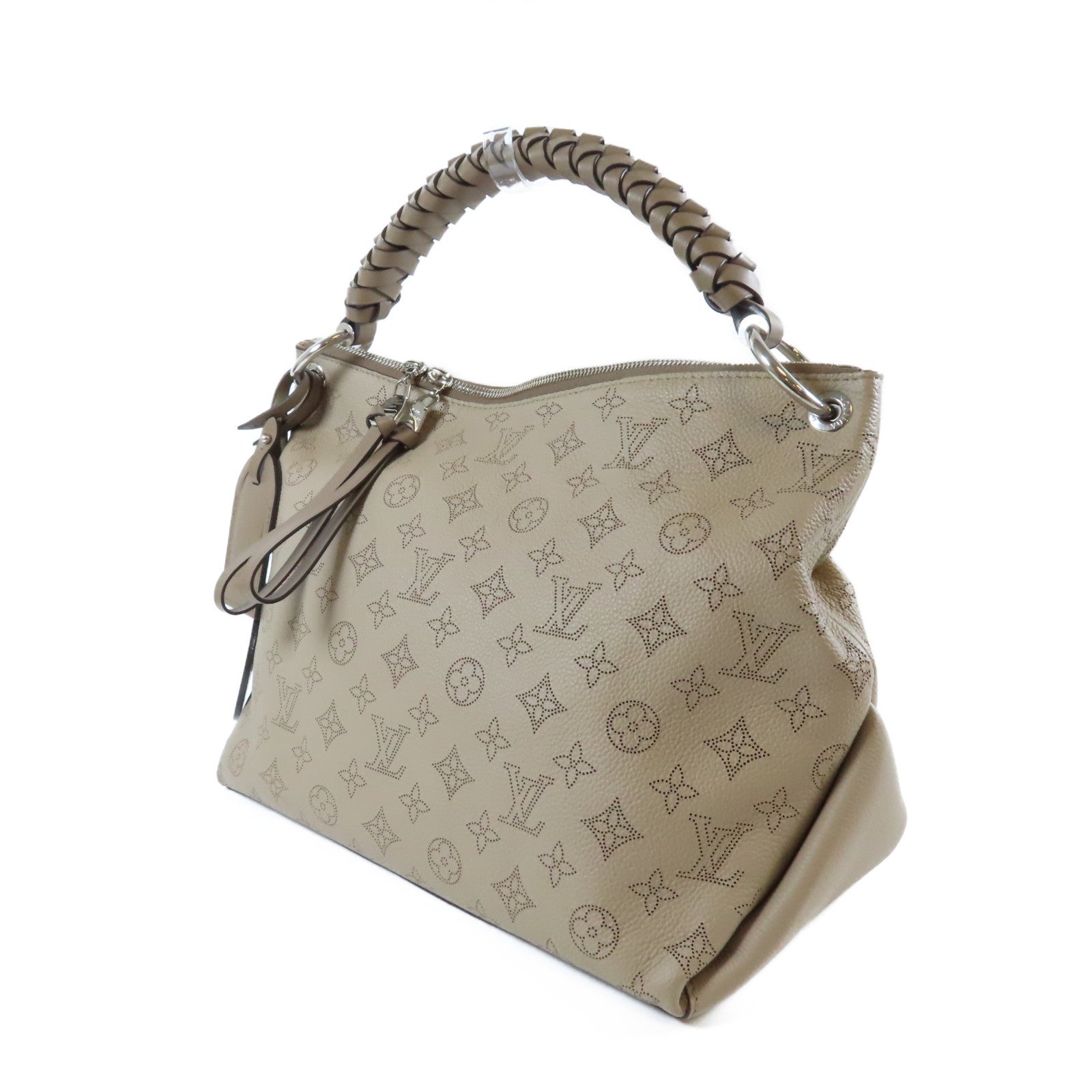 LOUIS VUITTON 【激減優惠】Mahina Beaubourg Hobo MM銀扣手挽肩背兩用袋杏色