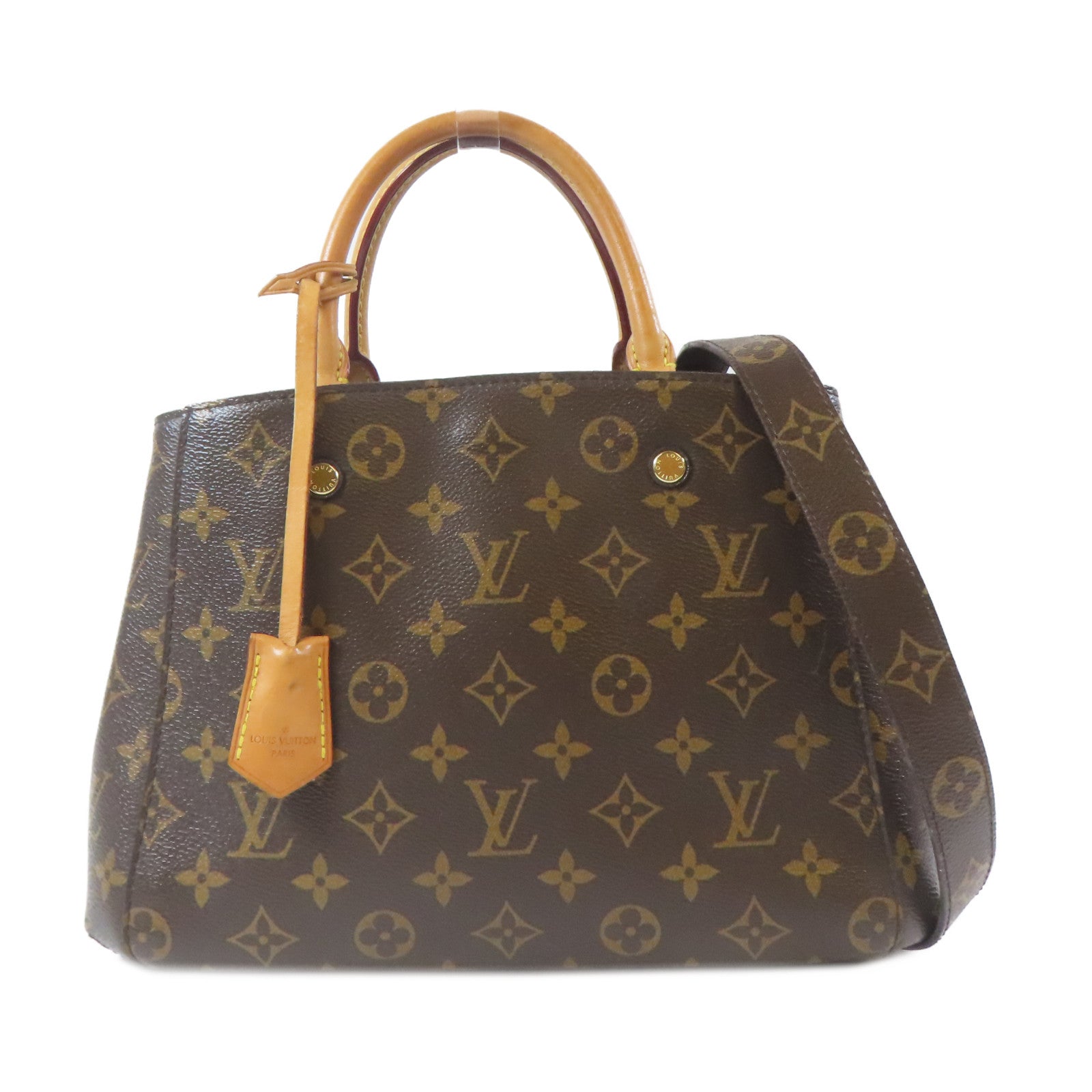 LOUIS VUITTON Monogram Montaigne BB金扣手挽肩背兩用袋啡色
