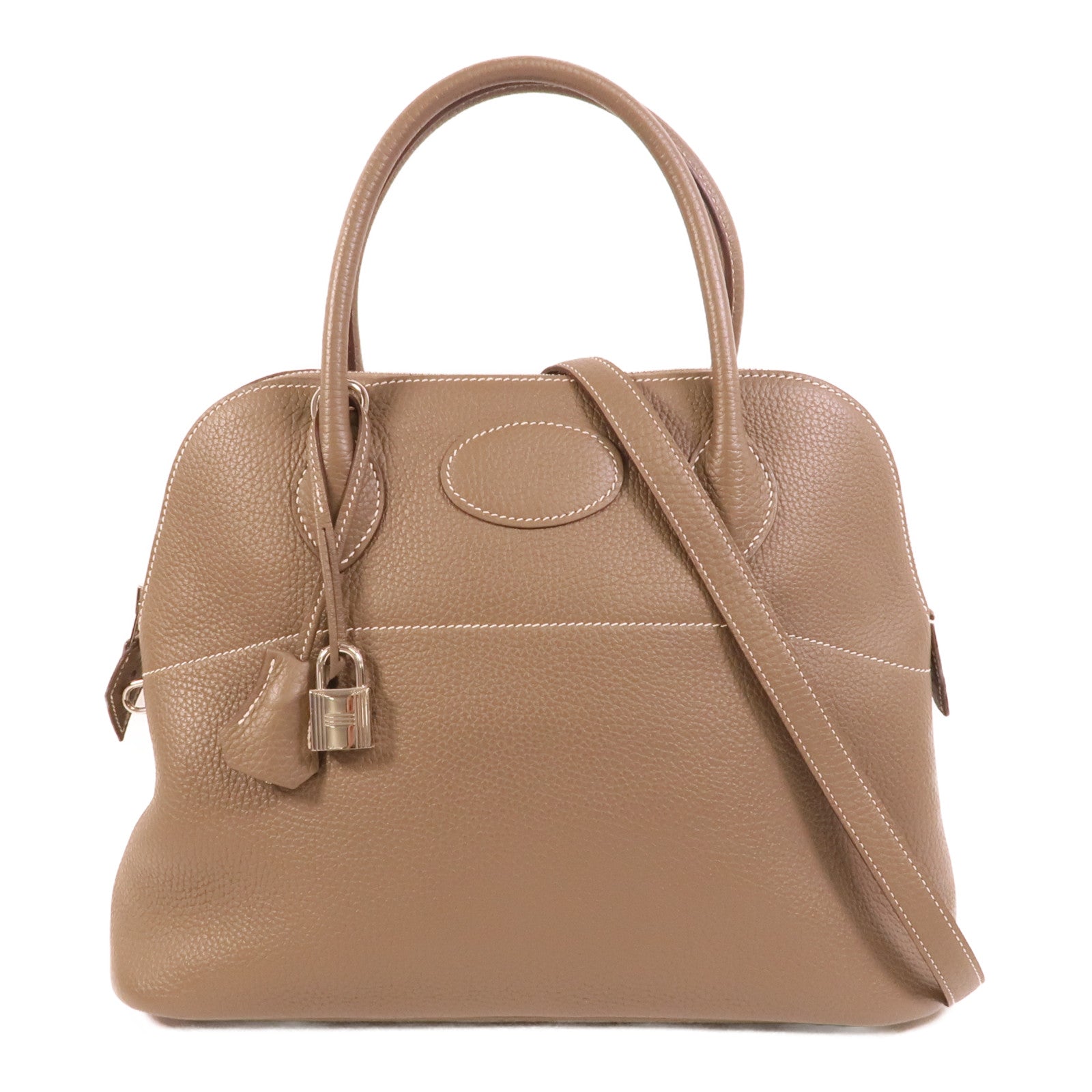 HERMES Clemence皮革Bolide 31手挽肩背兩用袋Etoupe