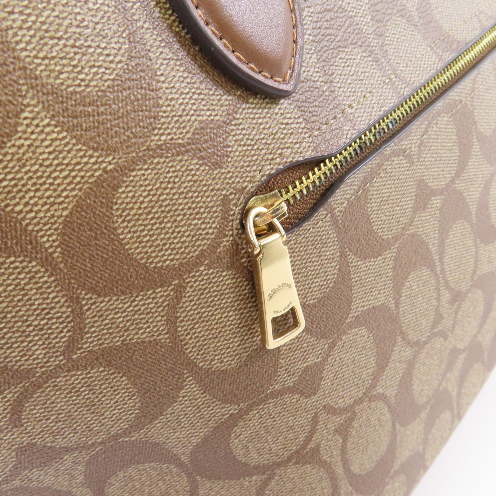 COACH 塗層帆布Gallery Tote Bag金扣肩背袋啡色