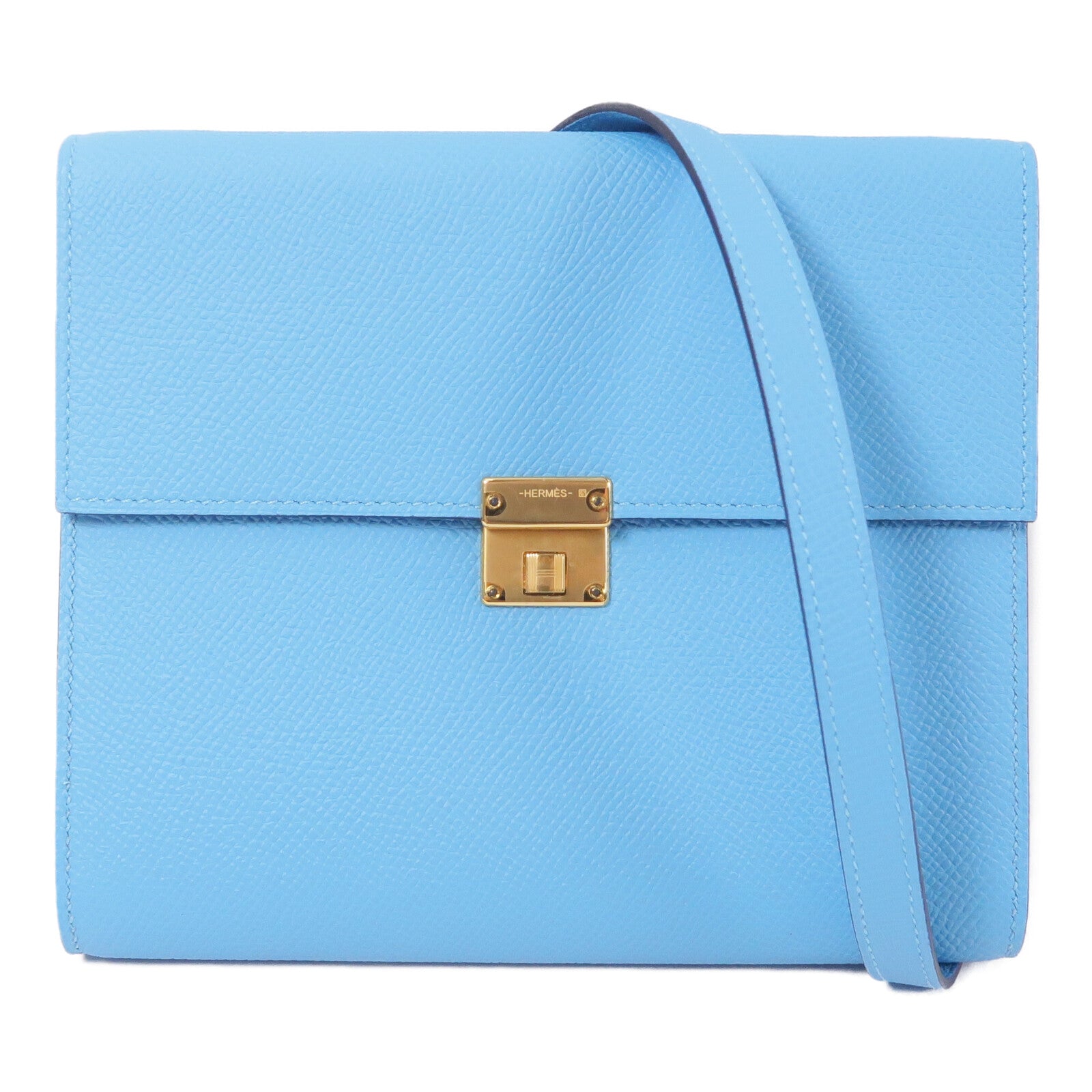HERMES Epsom皮革Clic 16肩背袋Celeste
