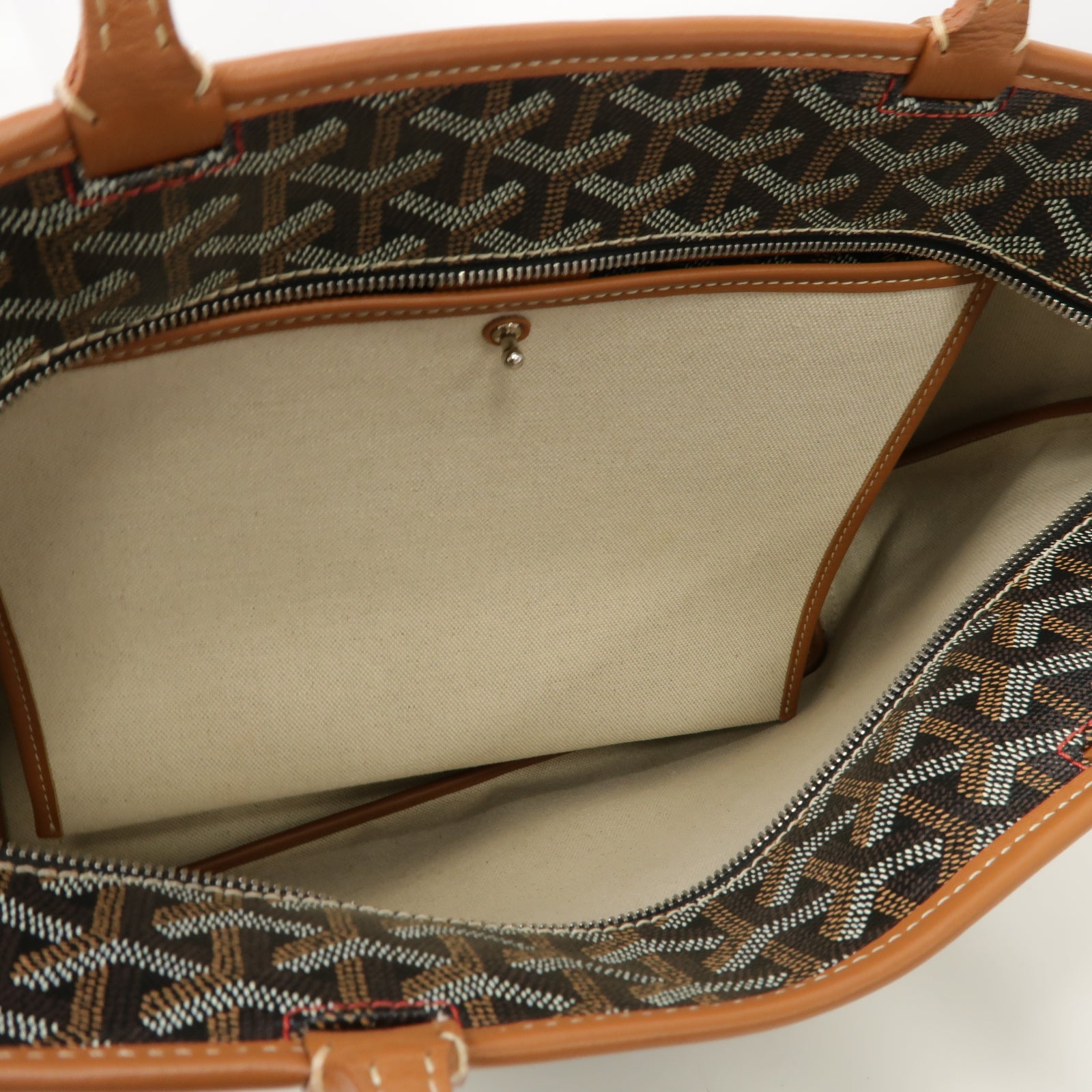 GOYARD 塗層帆布/皮革Artois銀扣手挽袋啡色