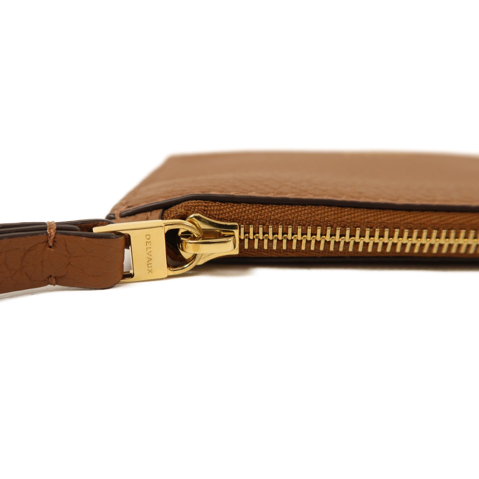 Delvaux 牛皮皮革Pin D Pouch Mini卡片套棕色