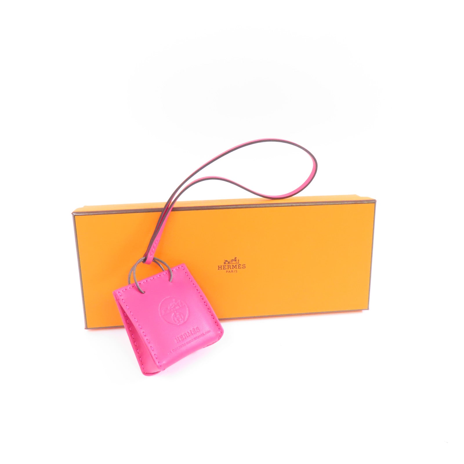 HERMES Milo皮革/Swift皮革Orange Bag Charm掛飾Rose Mexico墨西哥玫瑰色