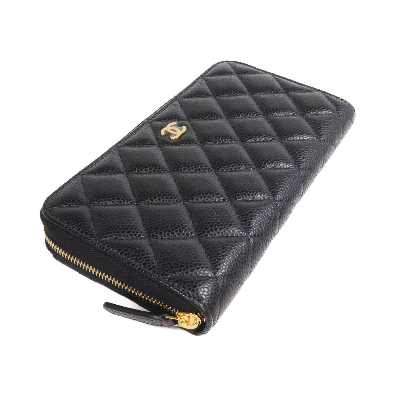 CHANEL 牛皮皮革Zipper Long Wallet金扣拉鏈長錢包
