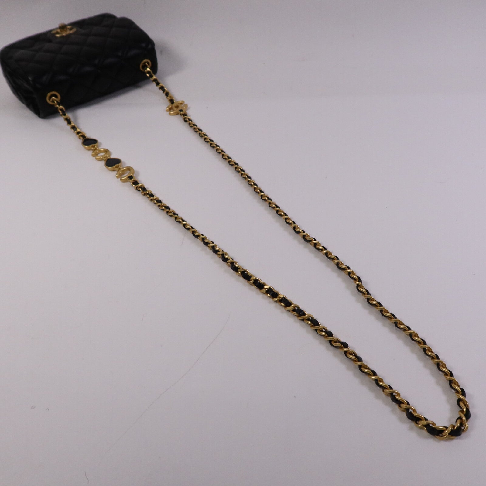 CHANEL 羊皮皮革Shoulder Bag金扣鏈帶肩背袋