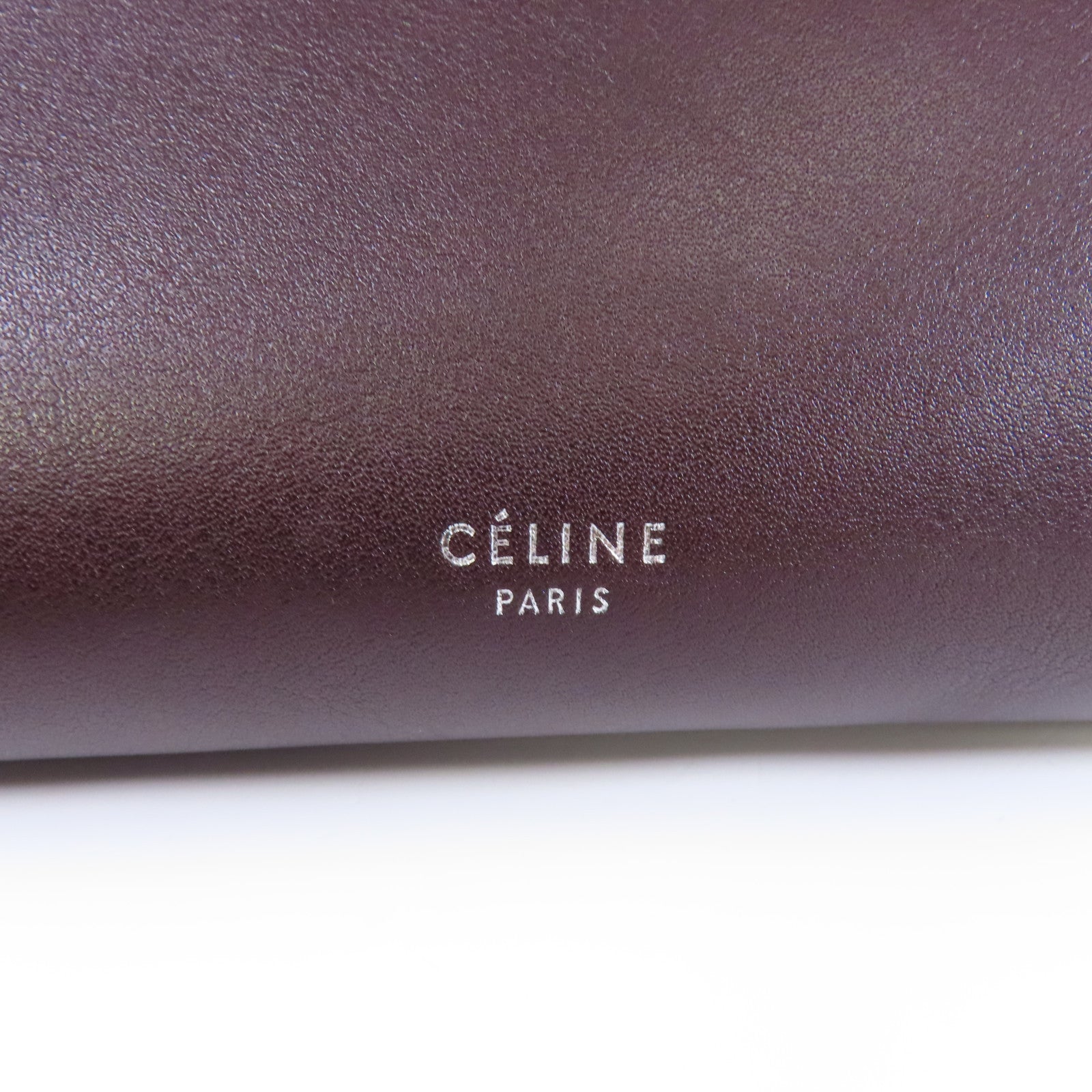 CELINE 牛皮皮革2way Shoulder Bag銀扣手挽肩背兩用袋酒紅色