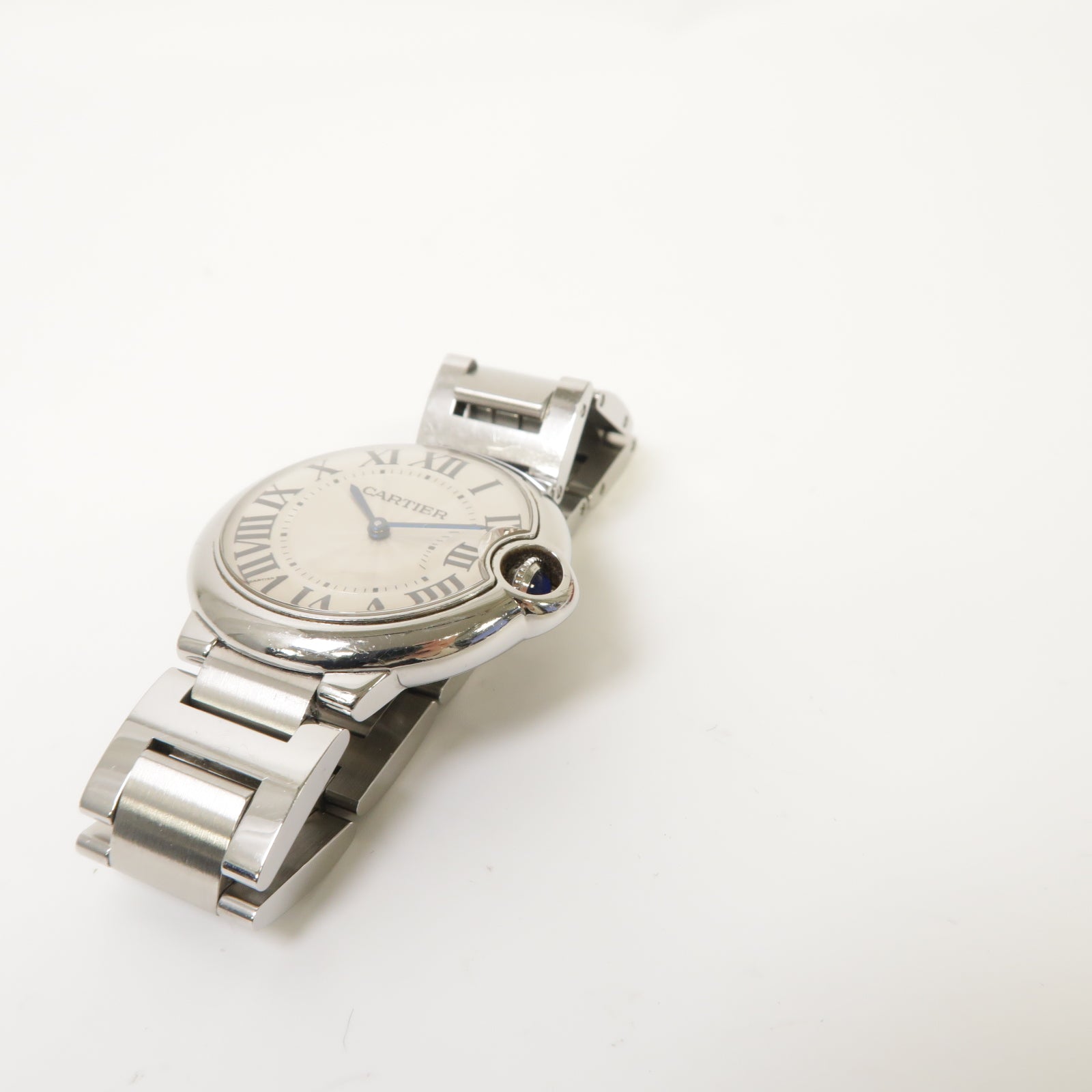 CARTIER Ballon Blue 33mm不鏽鋼手錶石英機芯銀色