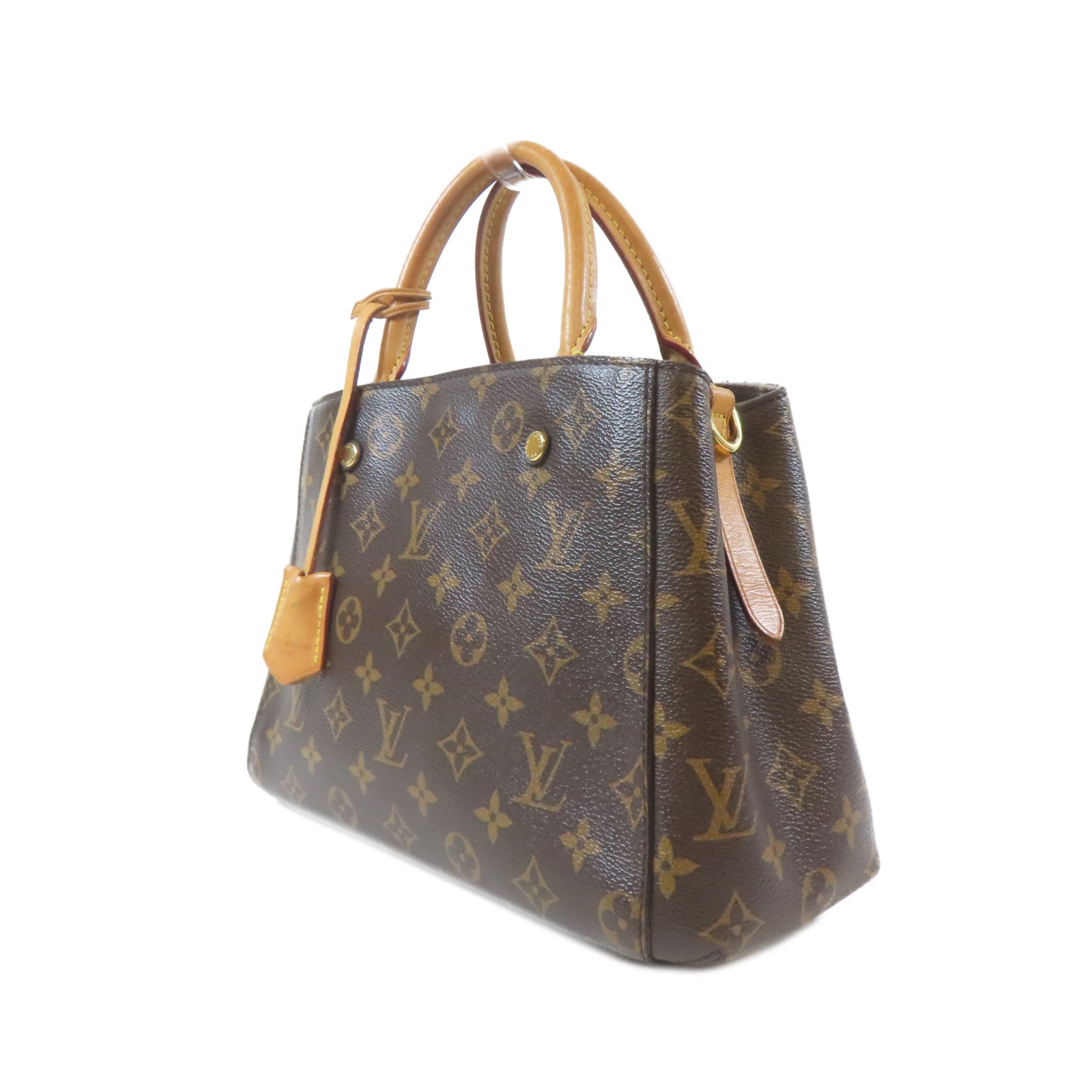 LOUIS VUITTON Monogram Montaigne BB金扣手挽肩背兩用袋啡色