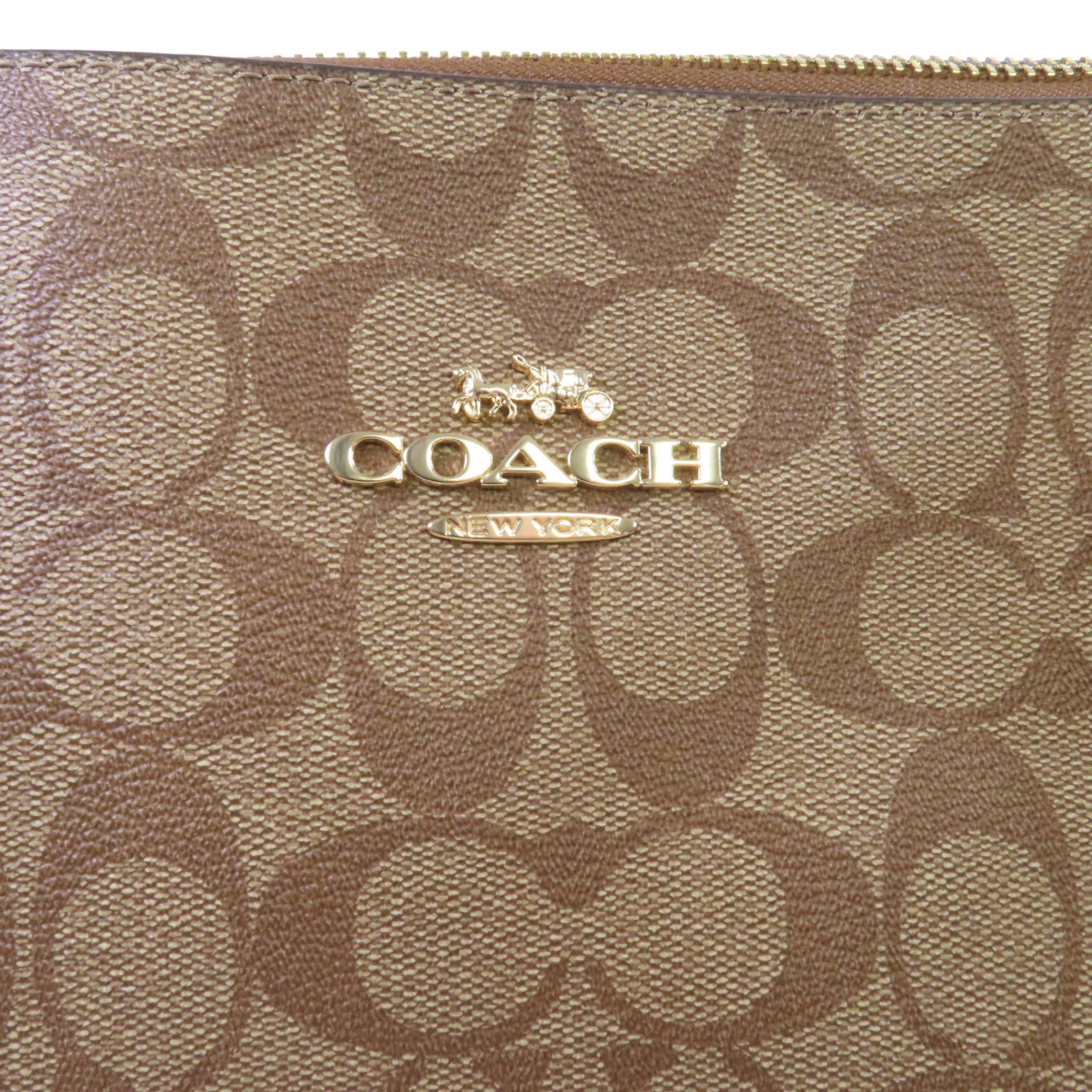 COACH 塗層帆布Gallery Tote Bag金扣肩背袋啡色