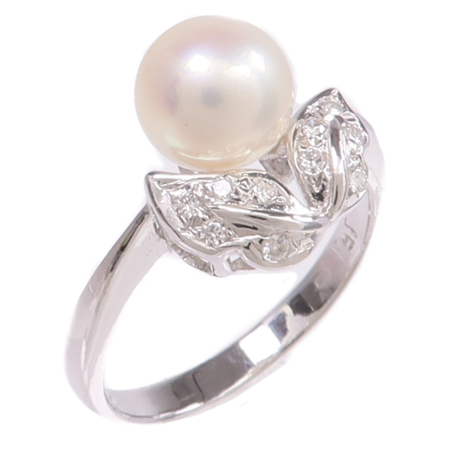 JEWELRY 【激減優惠】18K白金Pearl Diamond Ring珍珠戒指US#5