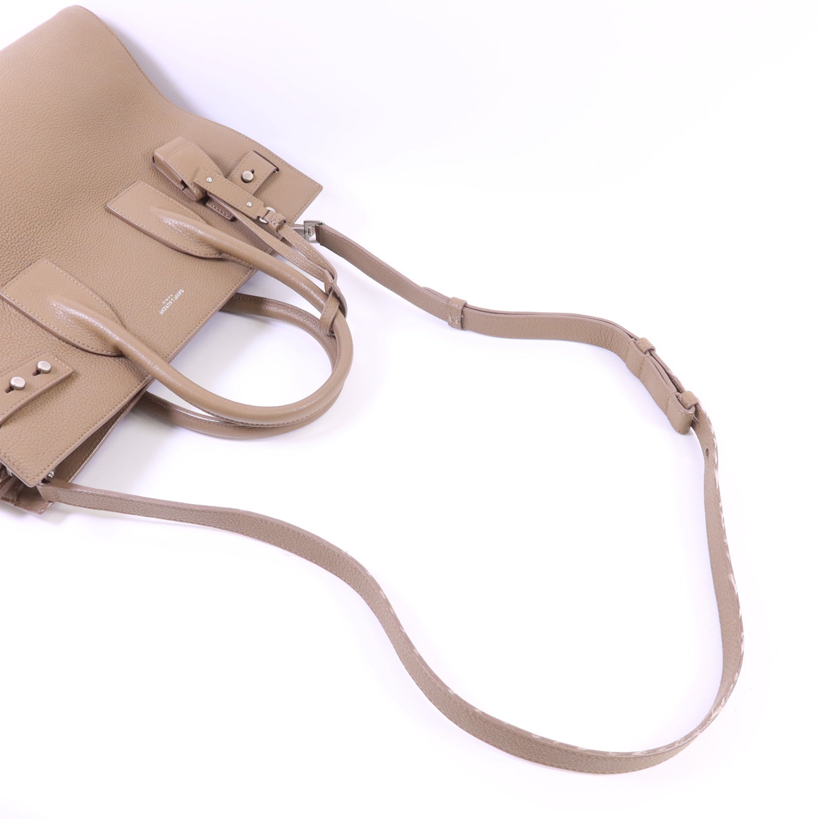 SAINT LAURENT 牛皮皮革Sac De Jour銀扣手挽肩背兩用袋