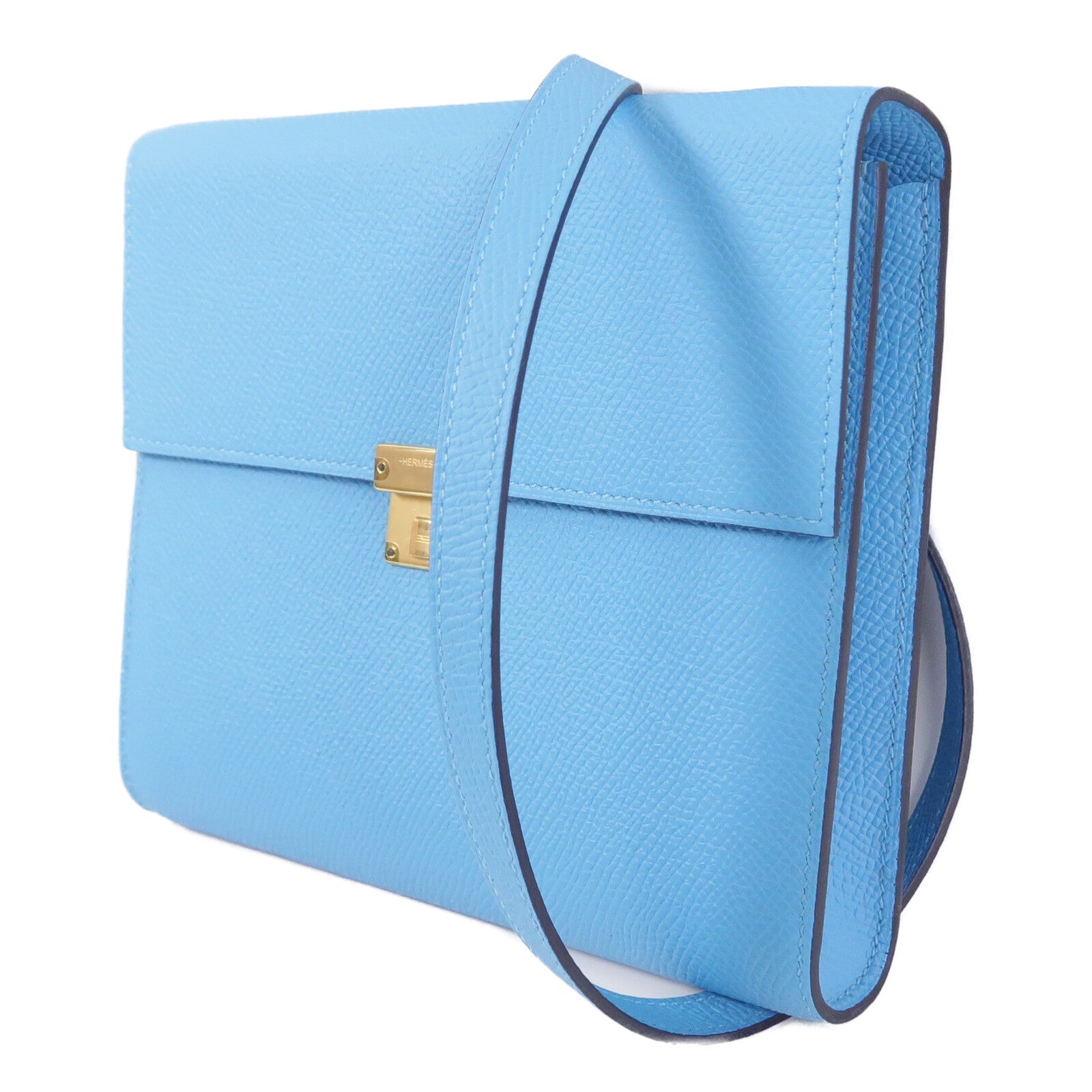 HERMES Epsom皮革Clic 16肩背袋Celeste