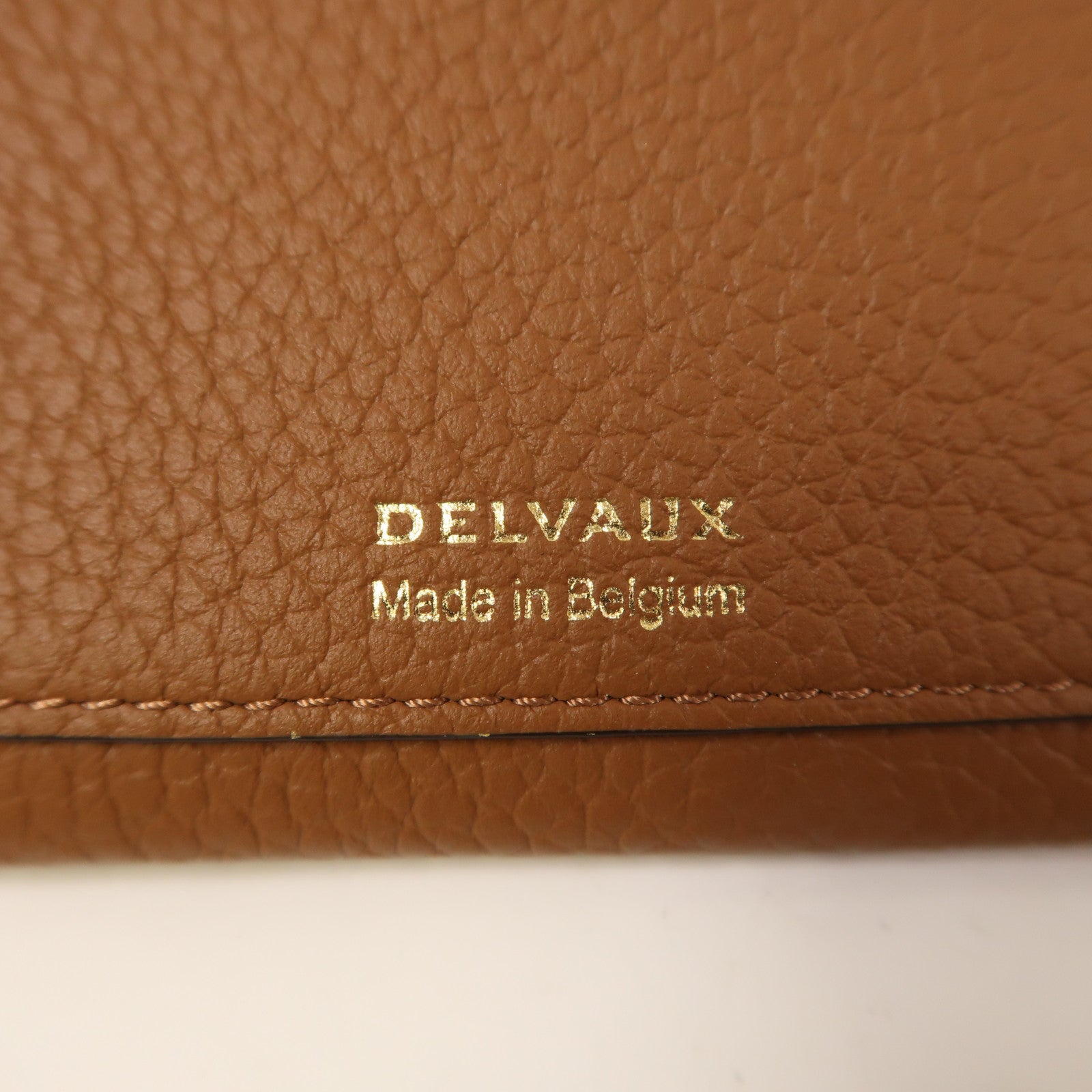 Delvaux 牛皮皮革Pin D Pouch Mini卡片套棕色