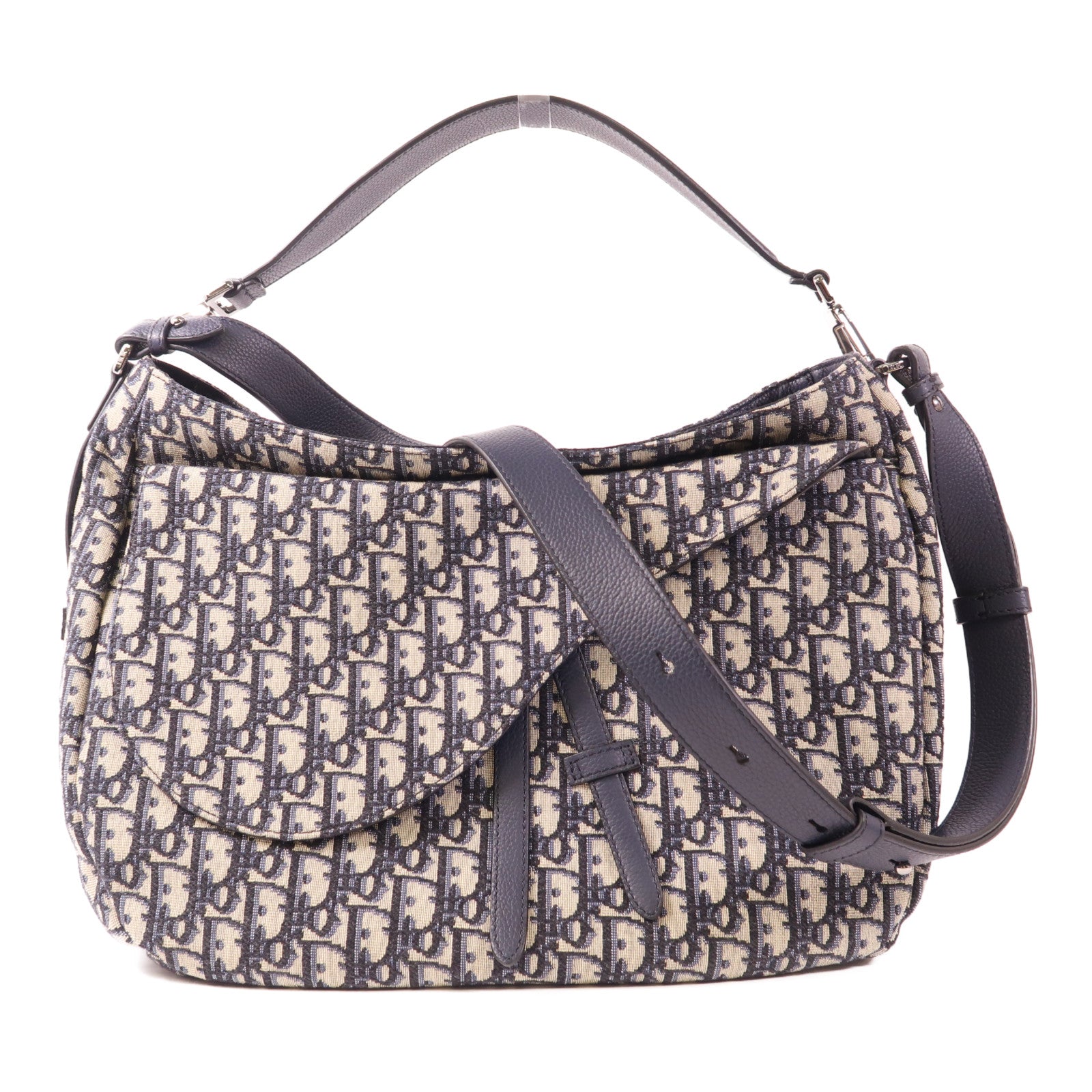 Dior 帆布Hobo Oblique銀扣手挽肩背兩用袋