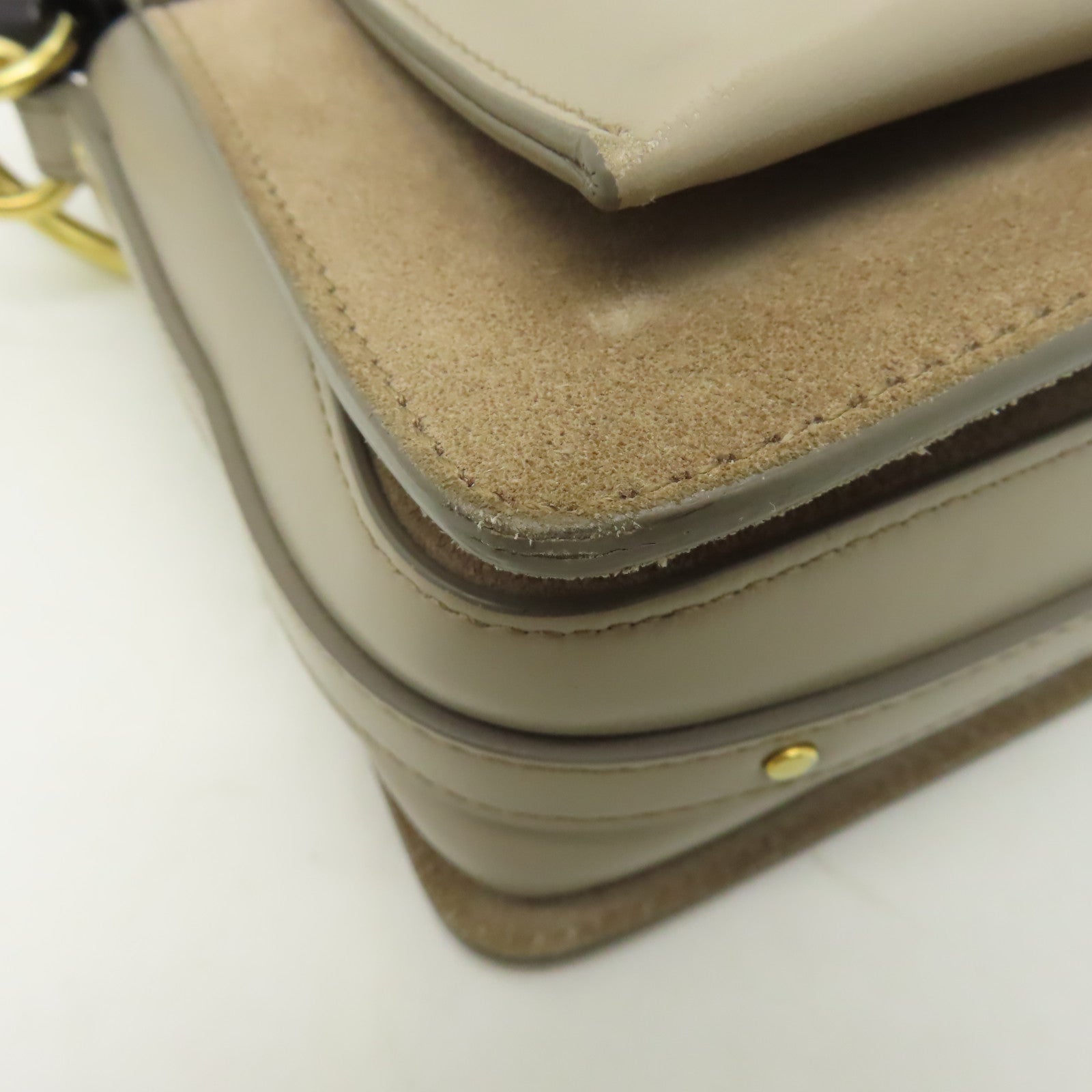 Chloe 【清倉大減價】牛皮皮革Shoulder Bag金扣手挽肩背兩用袋杏色
