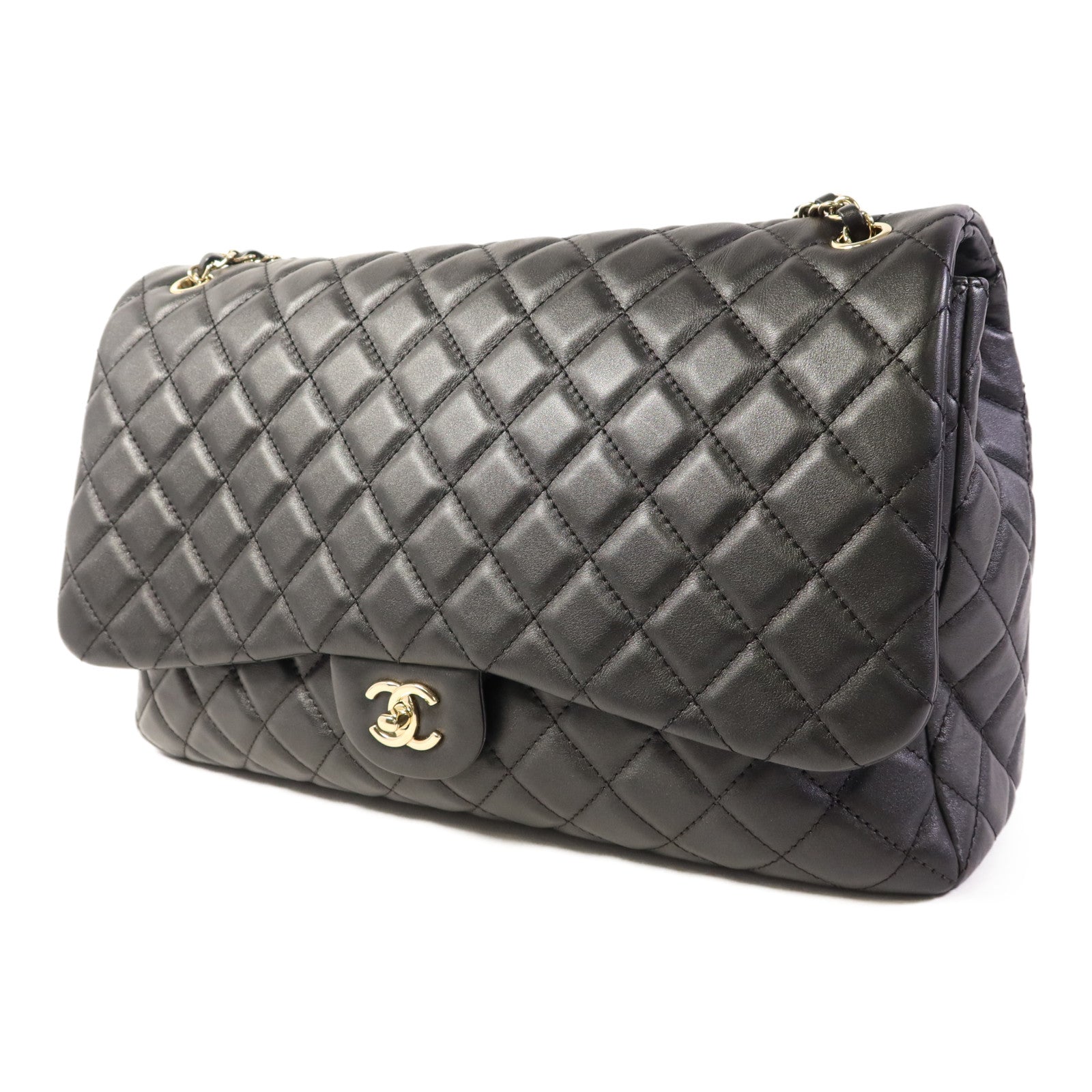 CHANEL 羊皮皮革Classic Flap Bag 40金扣鏈帶肩背袋