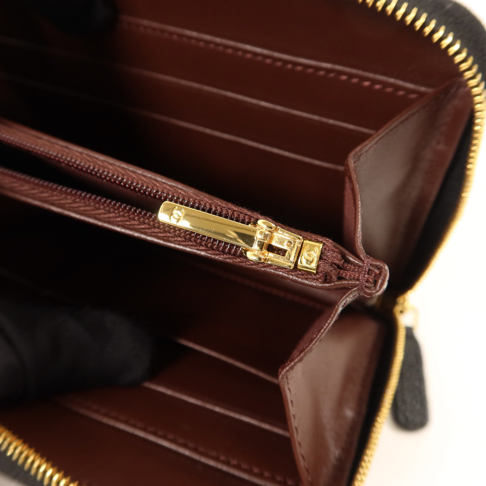 CHANEL 牛皮皮革Long Zipper Wallet金扣長錢包