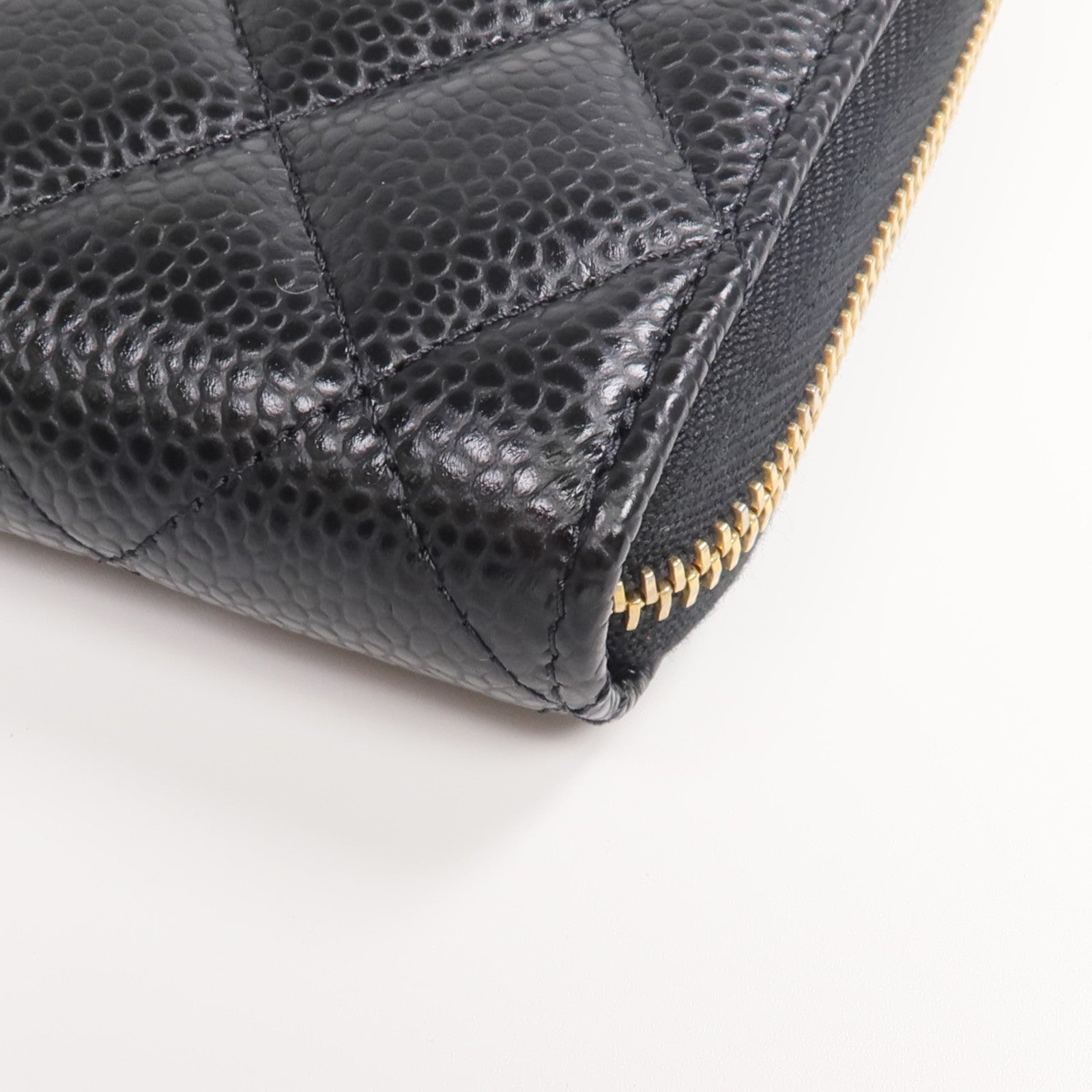 CHANEL 牛皮皮革Zipper Long Wallet金扣拉鏈長錢包