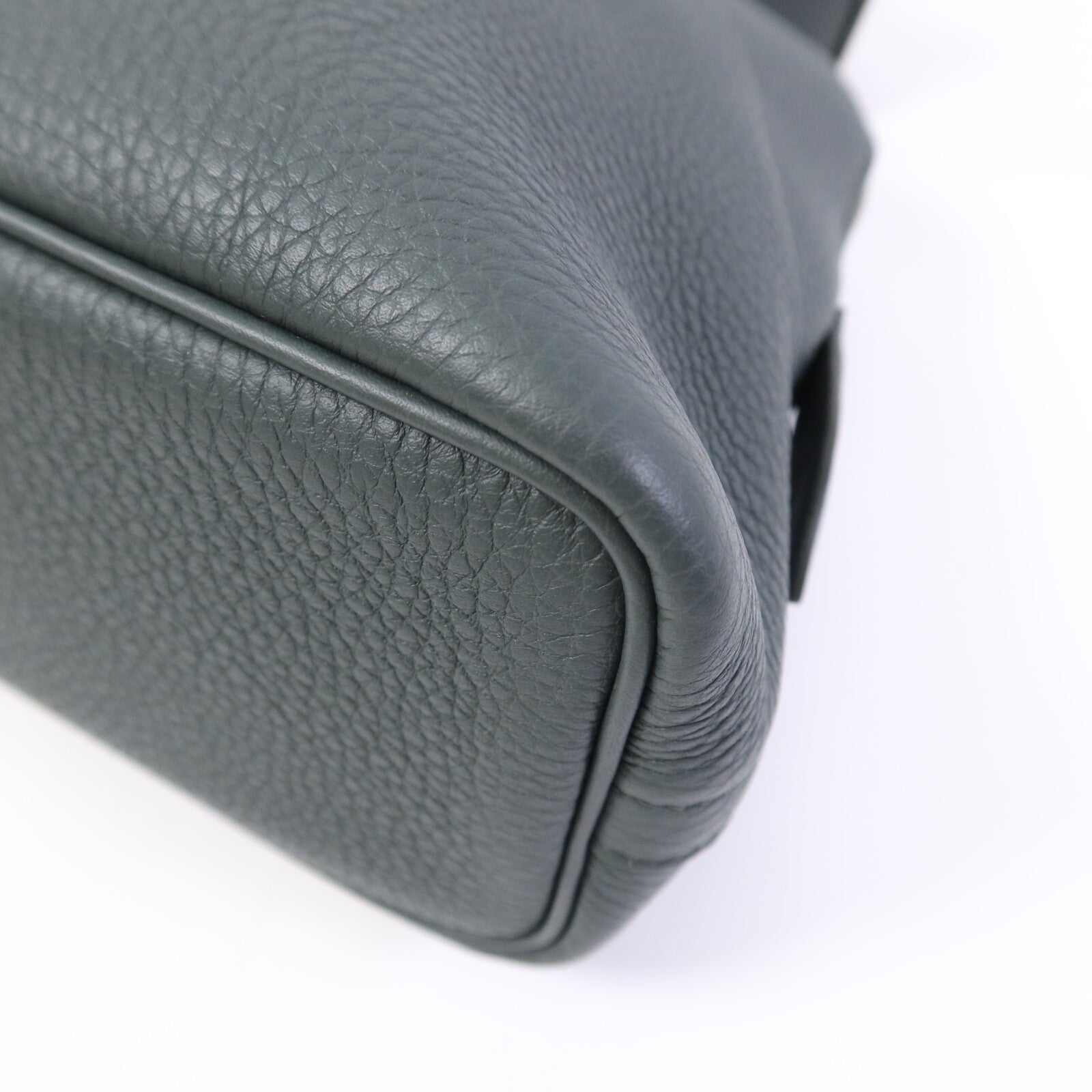 HERMES Togo皮革Bolide Messenger銀扣肩背袋Vert Mangrove