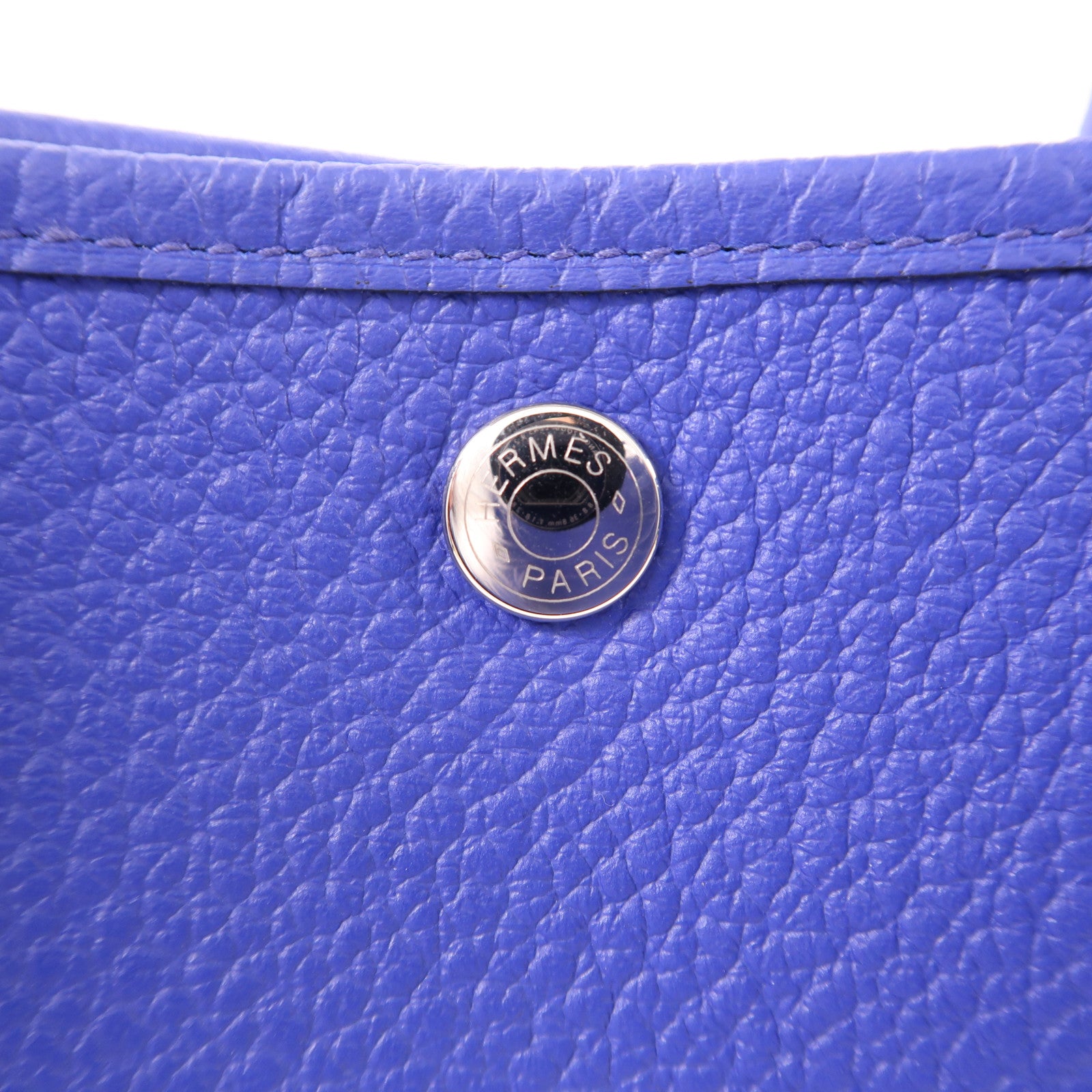 HERMES Negonda皮革Garden Party PM銀扣手挽袋皮革Garden Party PM銀扣手挽袋Bleu Electrique