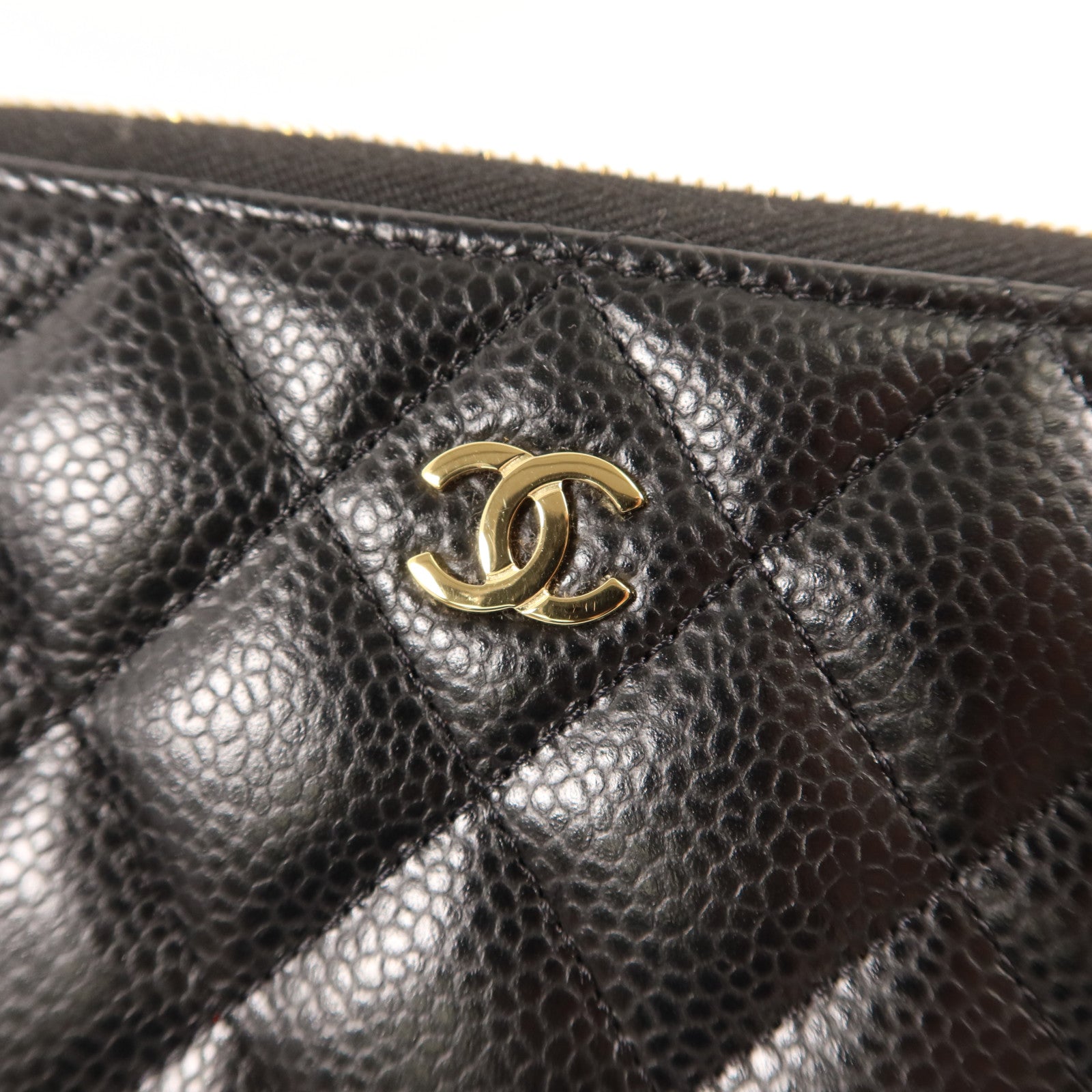CHANEL 牛皮皮革Long Zipper Wallet金扣長錢包