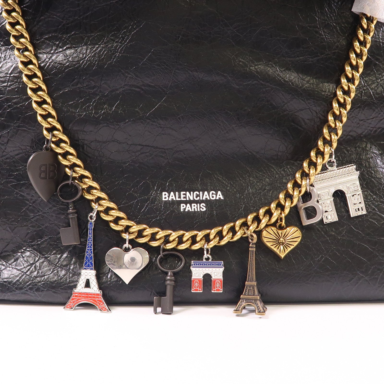 BALENCIAGA 羊皮皮革Crush Medium Tote Bag金扣肩背袋
