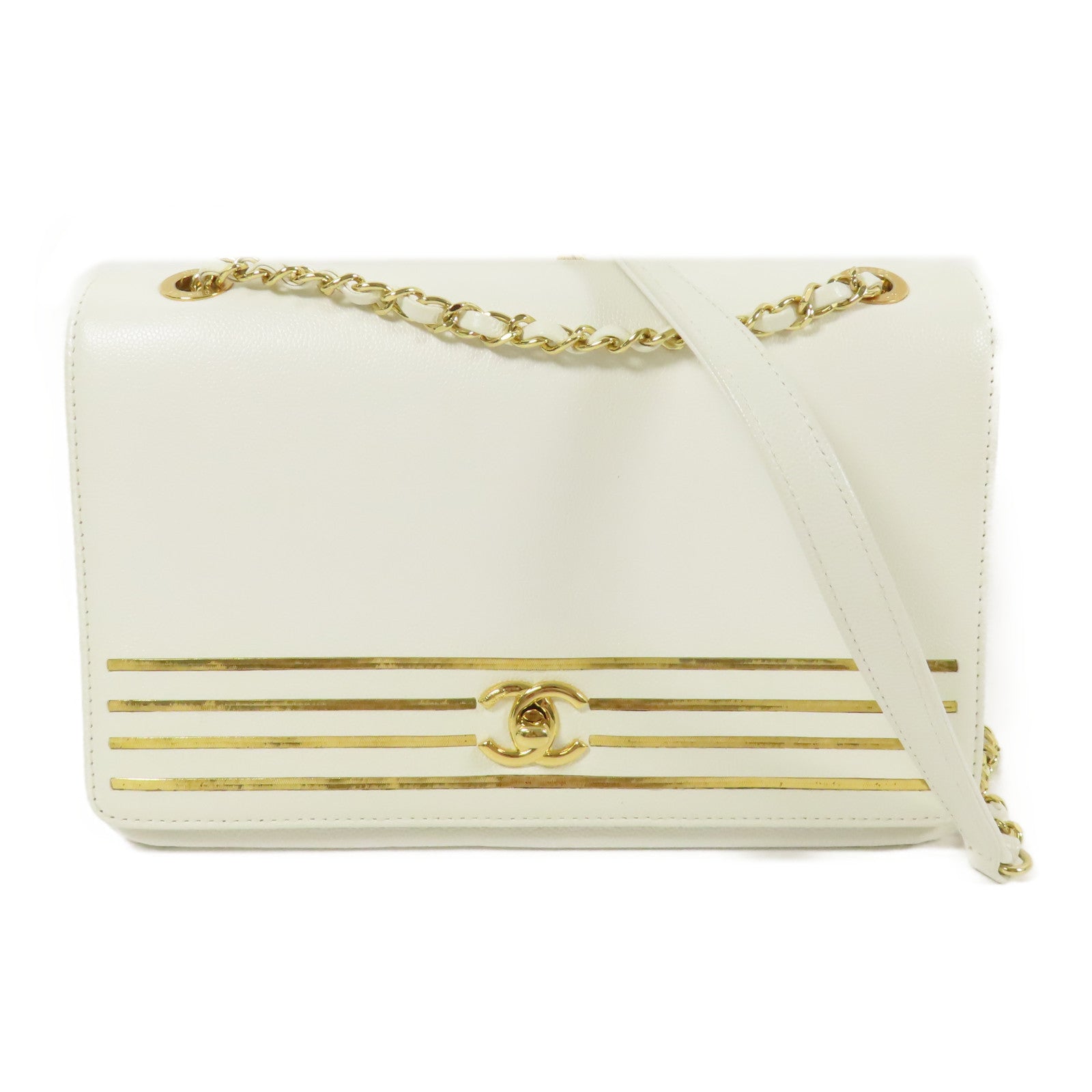 CHANEL 皮革Chain Flap Bag金扣肩背袋