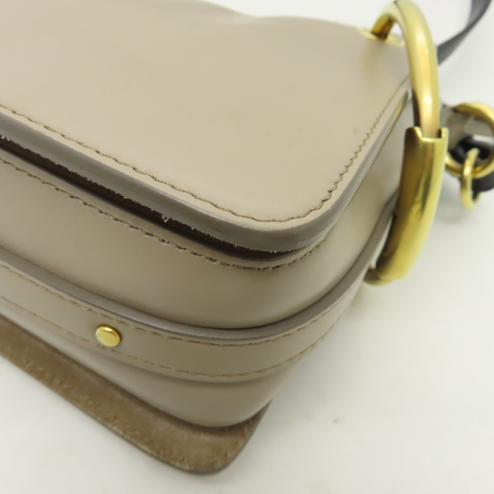 Chloe 【清倉大減價】牛皮皮革Shoulder Bag金扣手挽肩背兩用袋杏色