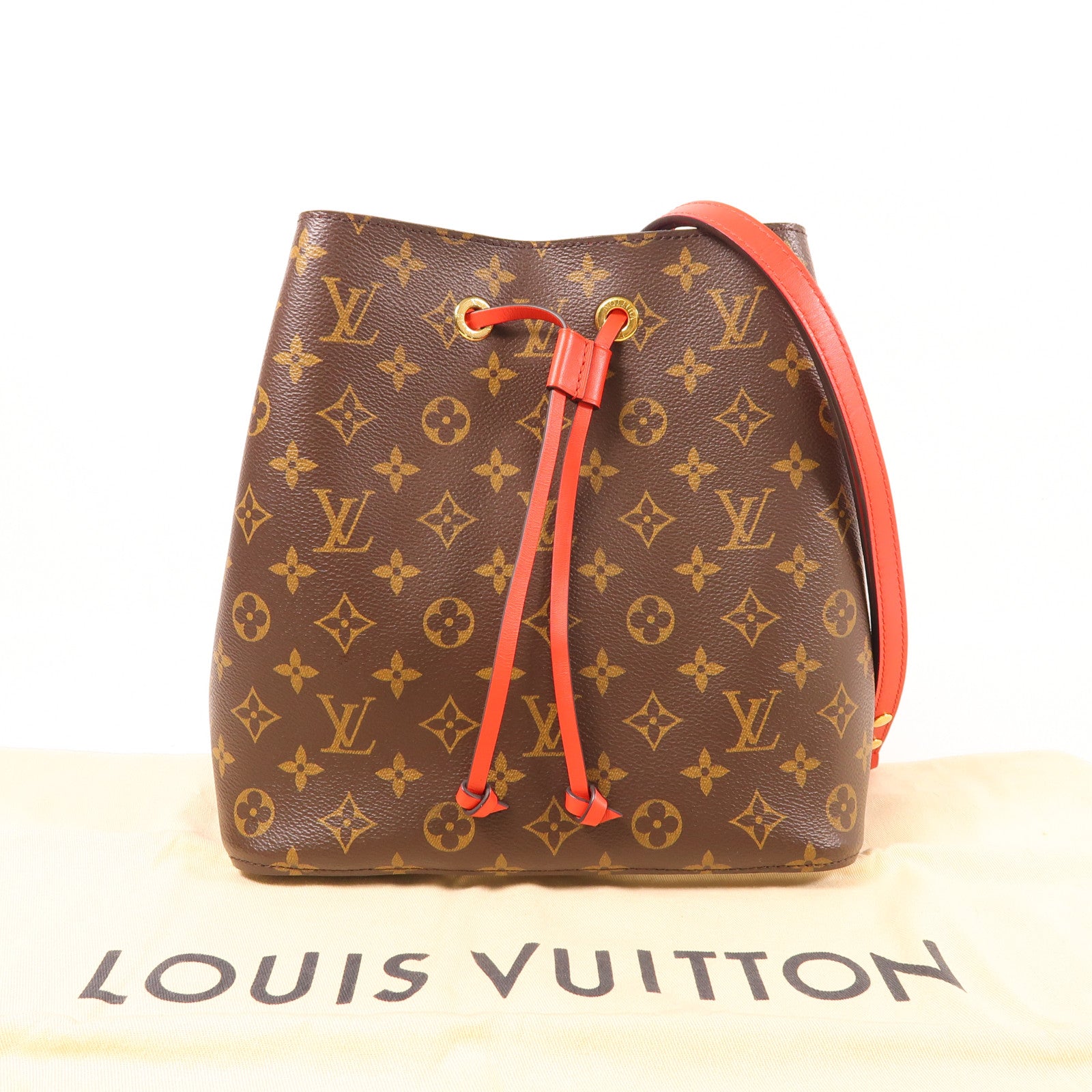 LOUIS VUITTON Monogram Neo Noe Bucket Bag金扣肩背袋Coquelicot/紅色