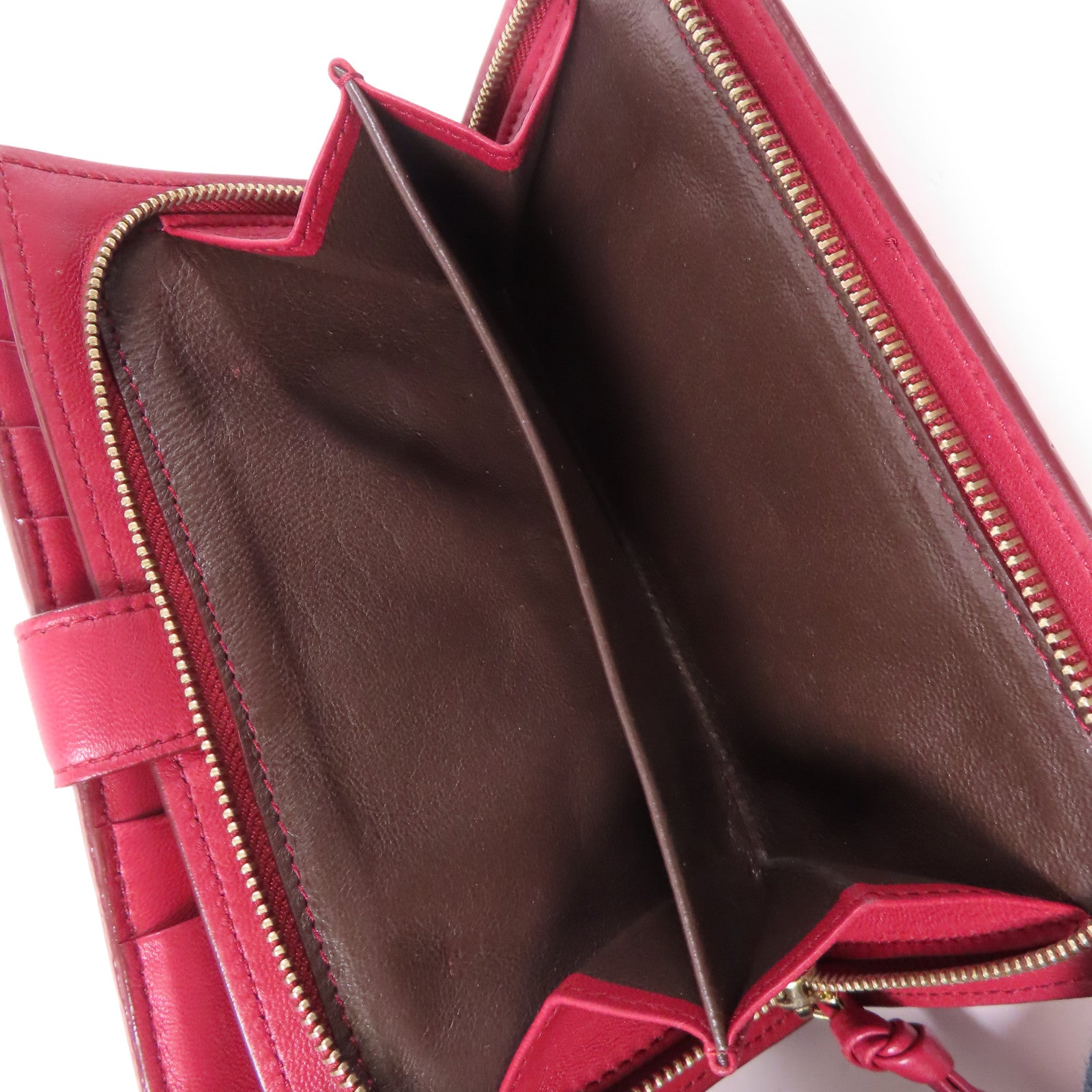 BOTTEGA VENETA BV GHW Long Wallet 114074 Intrecciato Leather Red