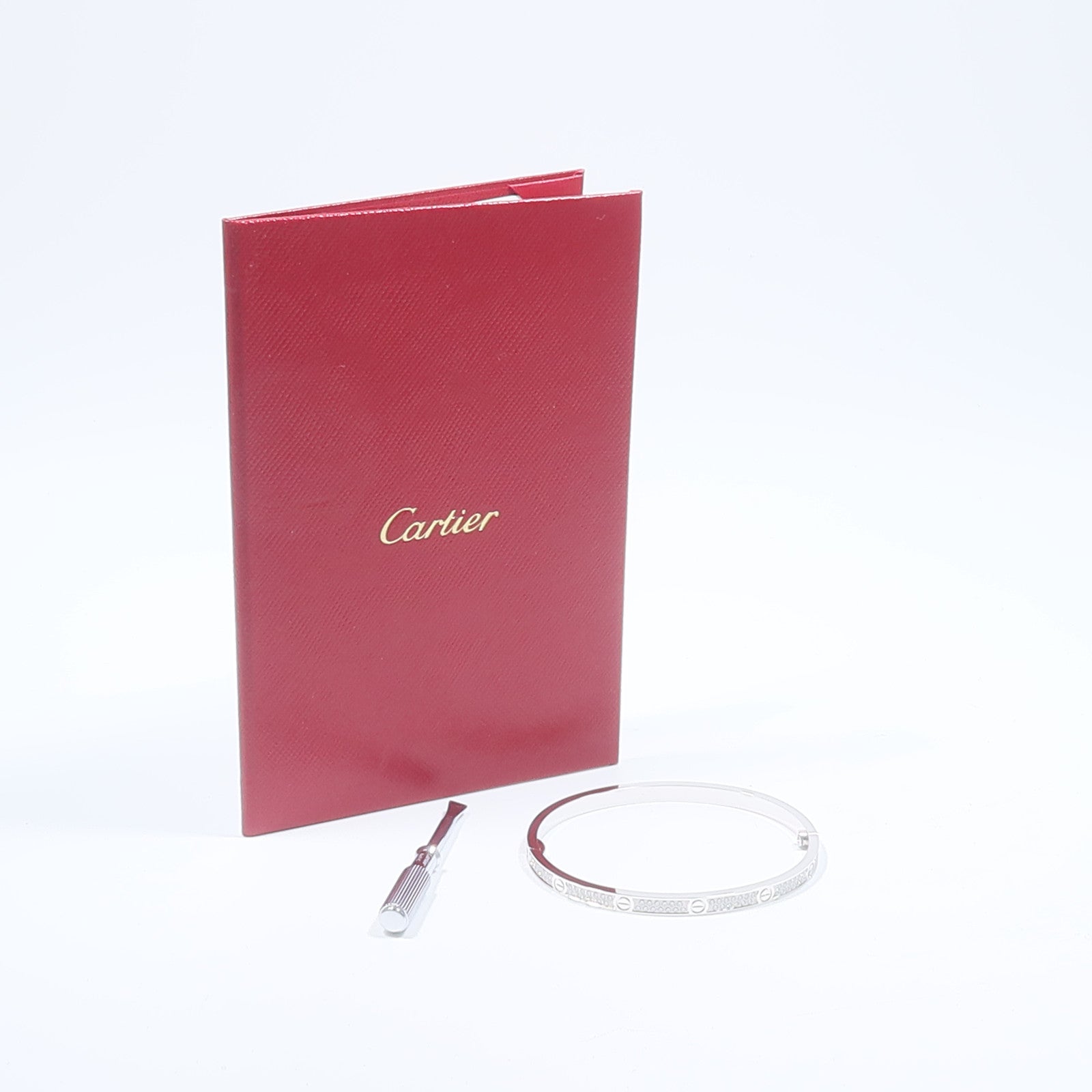 CARTIER 18K白金Love Blaceret SM Full Diamond手鐲