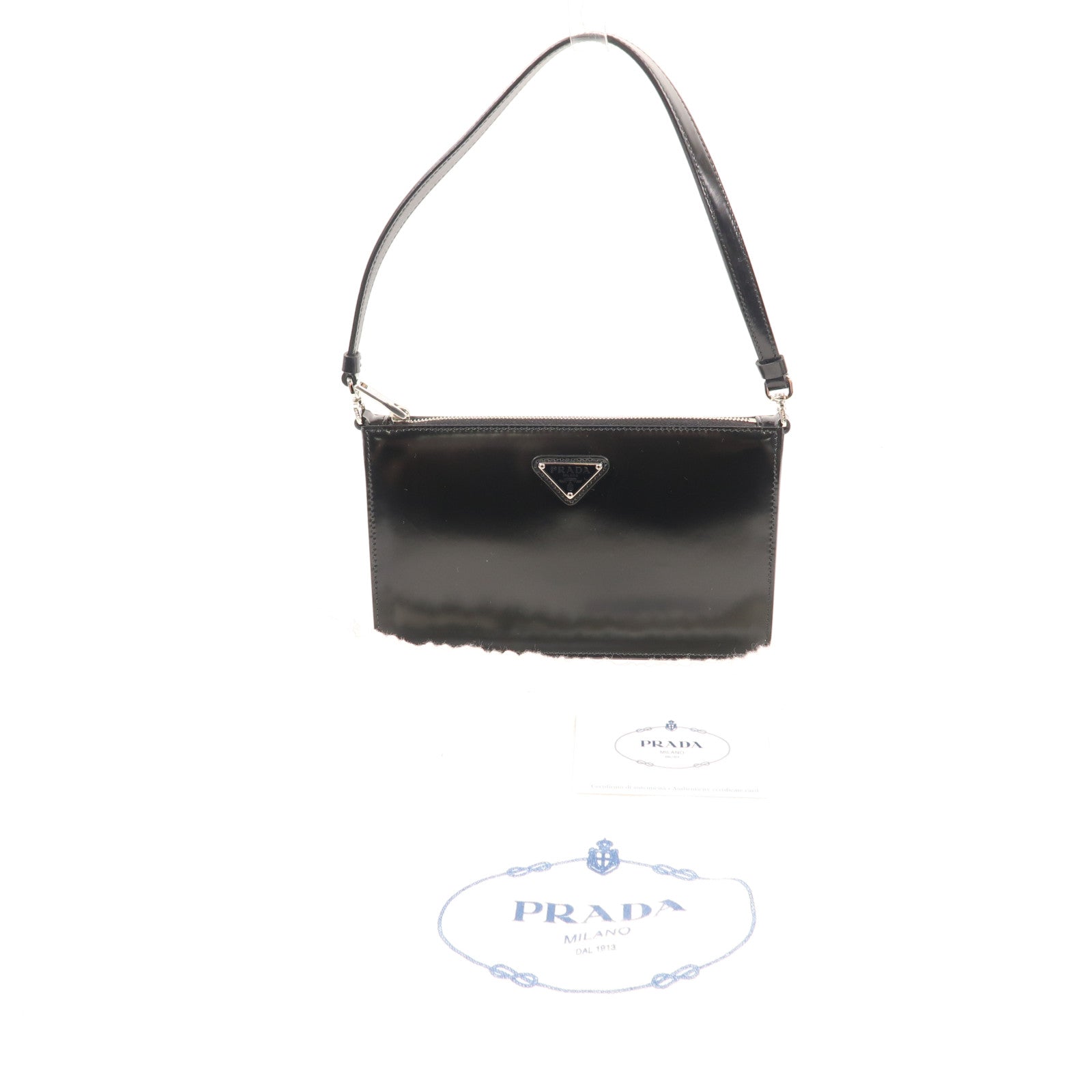 PRADA 【激減優惠】牛皮皮革Shoulder Bag銀扣肩背袋