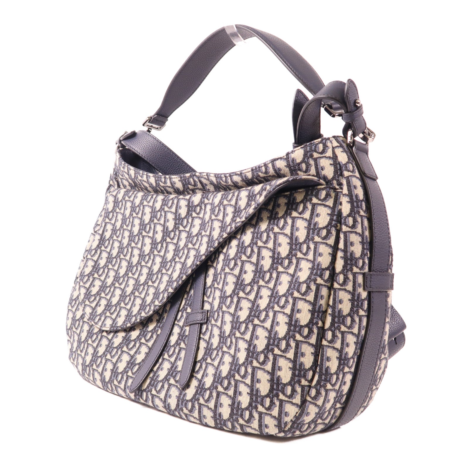 Dior 帆布Hobo Oblique銀扣手挽肩背兩用袋