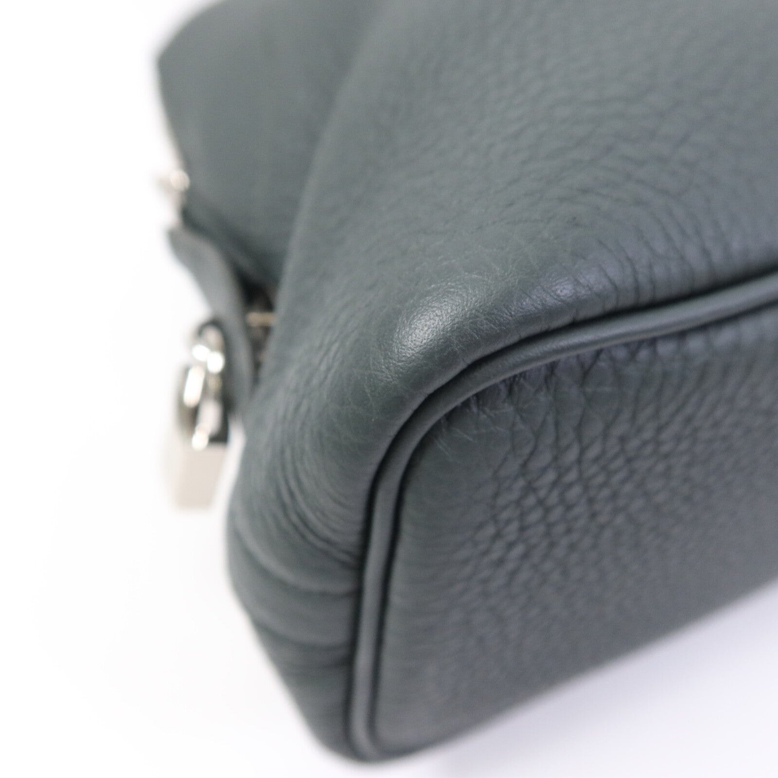 HERMES Togo皮革Bolide Messenger銀扣肩背袋Vert Mangrove