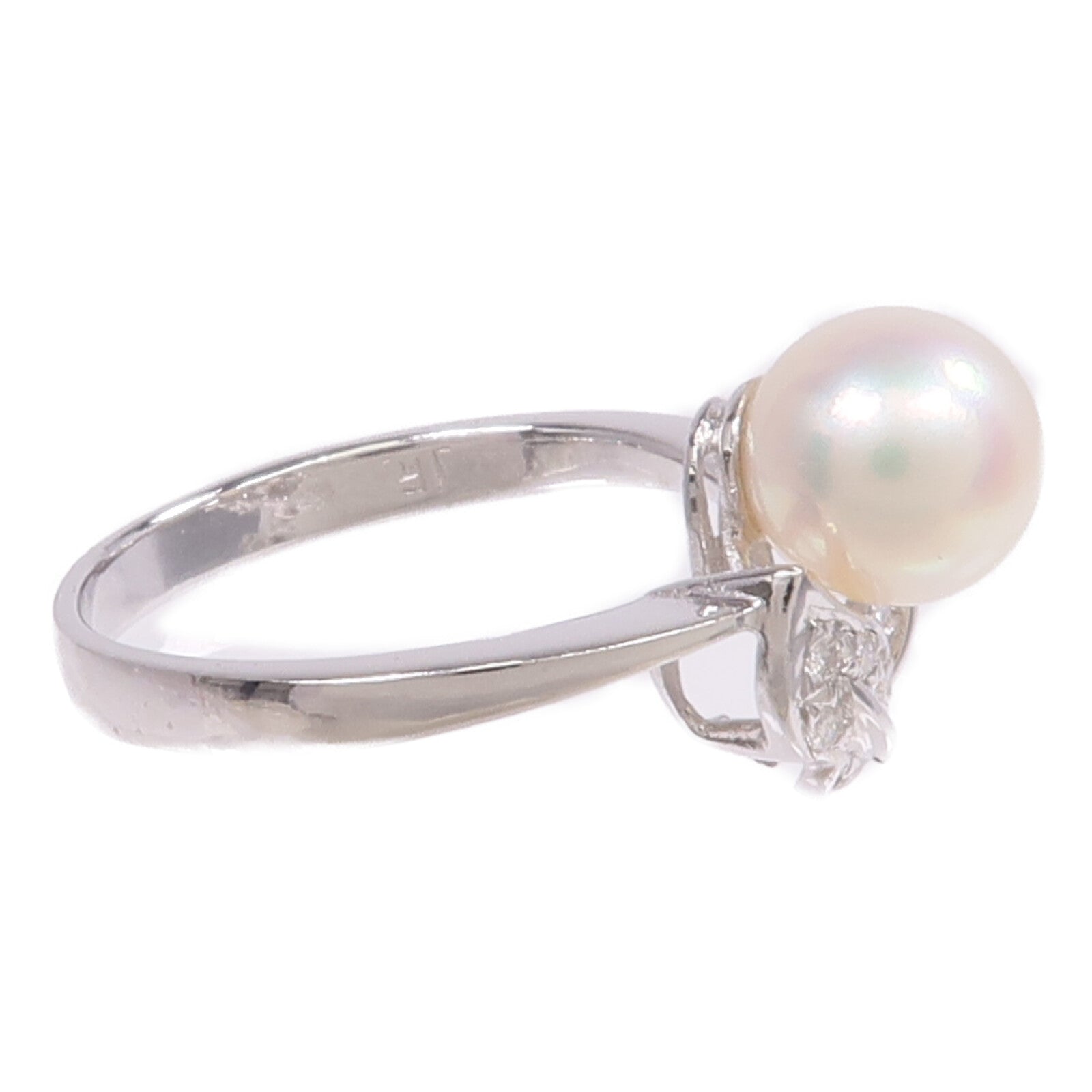 JEWELRY 【激減優惠】18K白金Pearl Diamond Ring珍珠戒指US#5