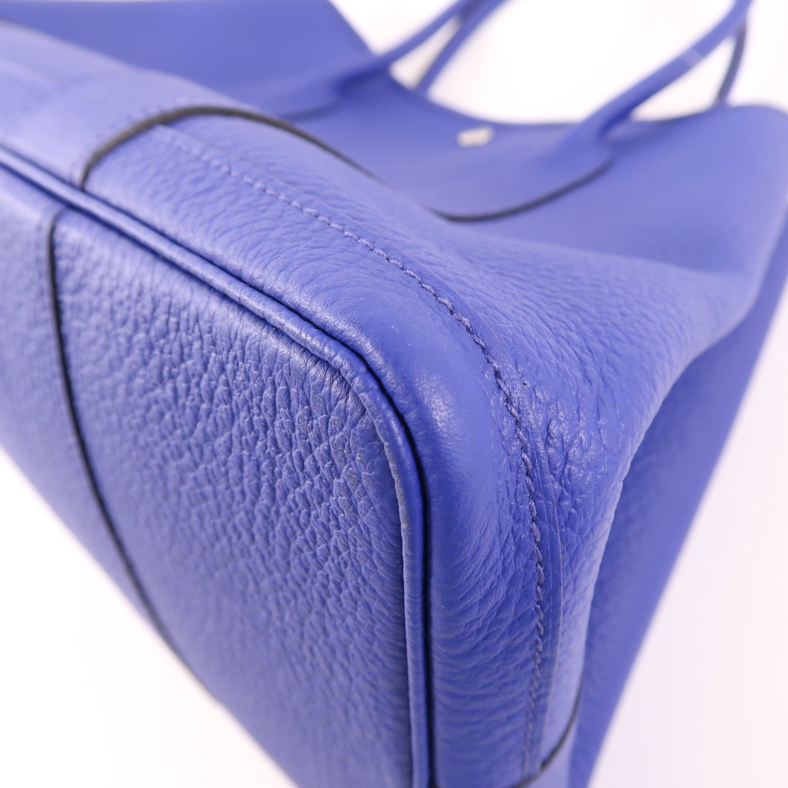 HERMES Negonda皮革Garden Party PM銀扣手挽袋皮革Garden Party PM銀扣手挽袋Bleu Electrique