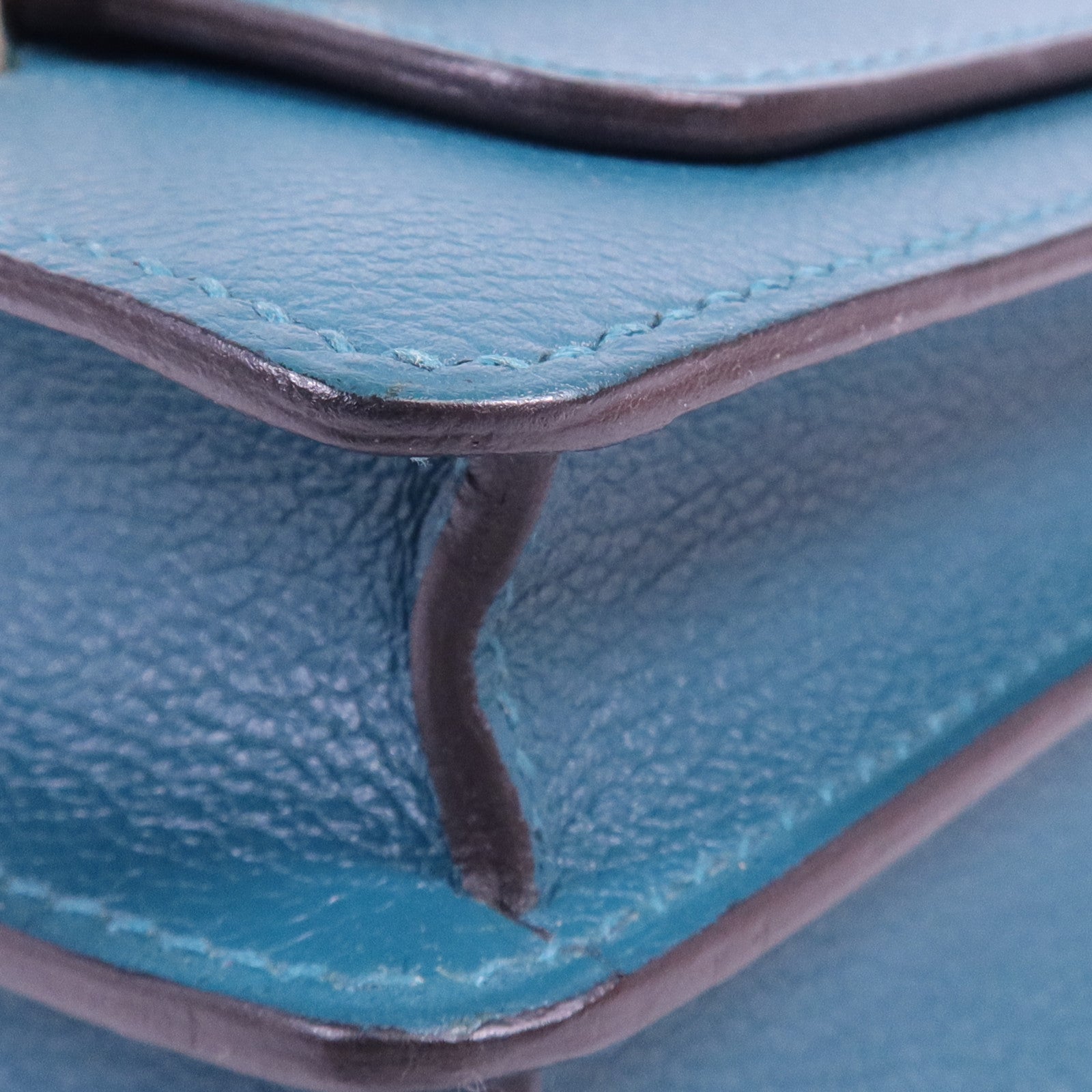 HERMES Evercolor皮革Roulis Mini金扣肩背袋Vert Bosphore