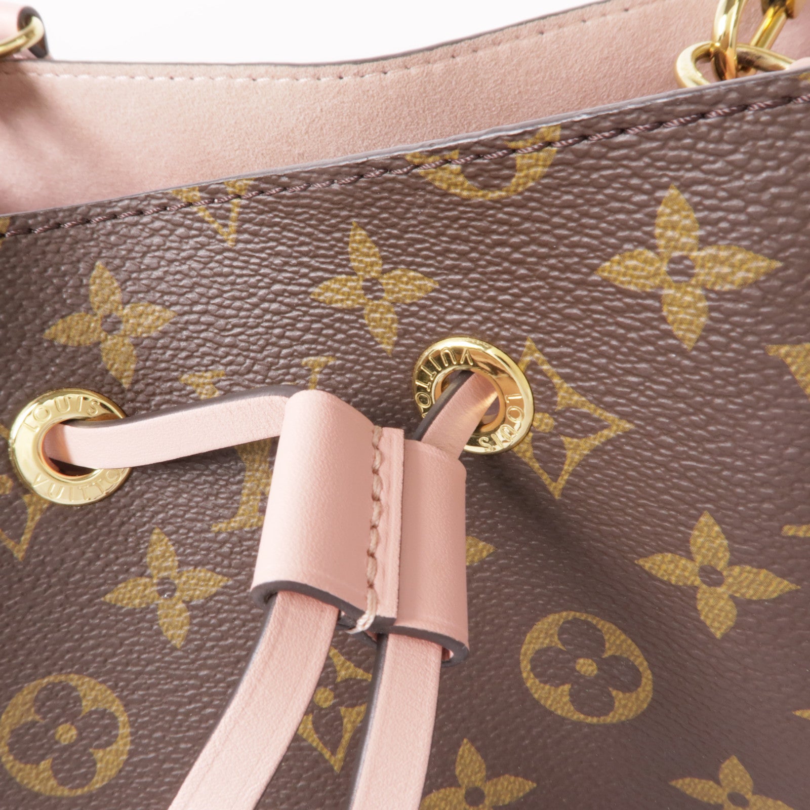 LOUIS VUITTON Monogram Neo Noe金扣手挽肩背兩用袋棕色/粉紅色
