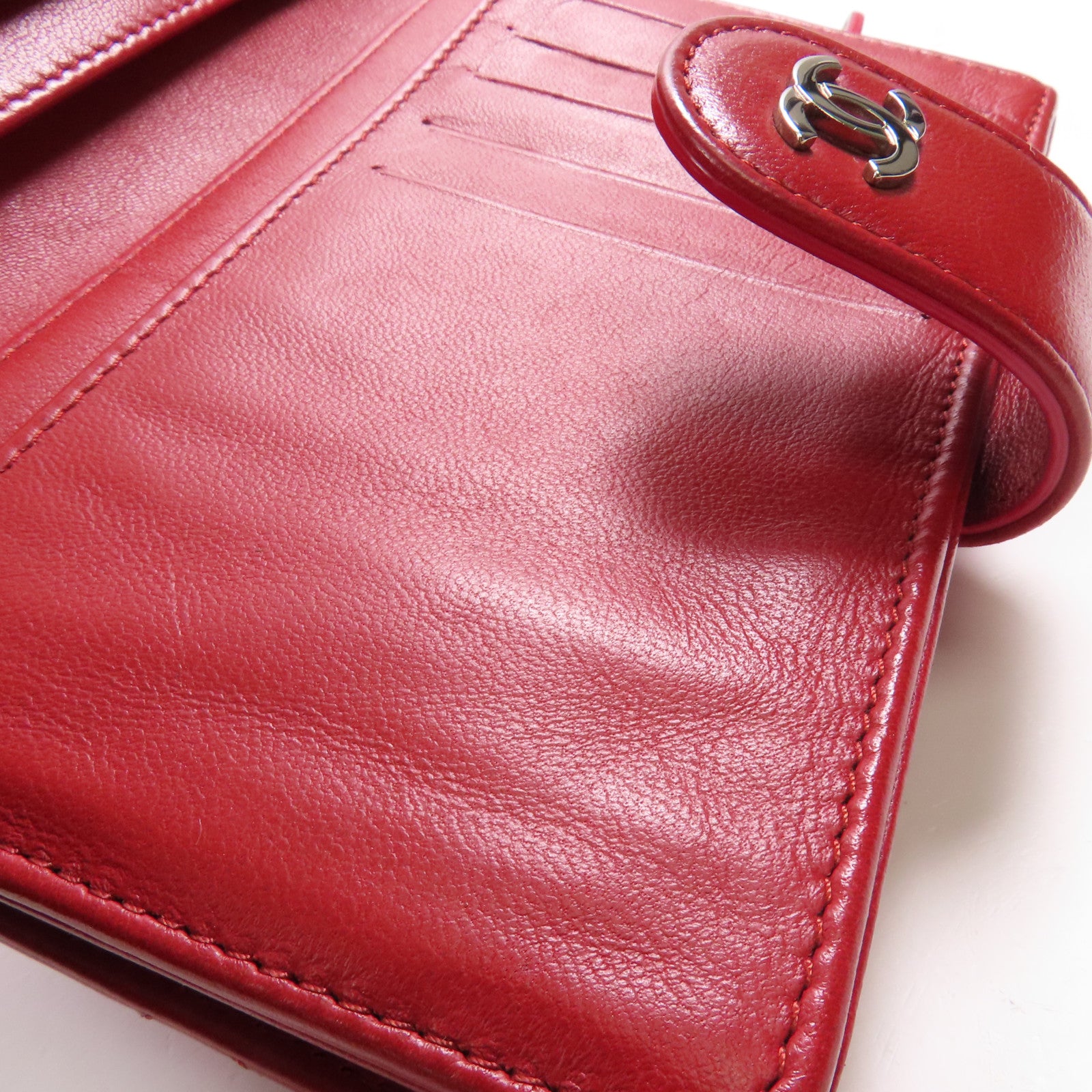 CHANEL 羊皮皮革Wallet銀扣錢包