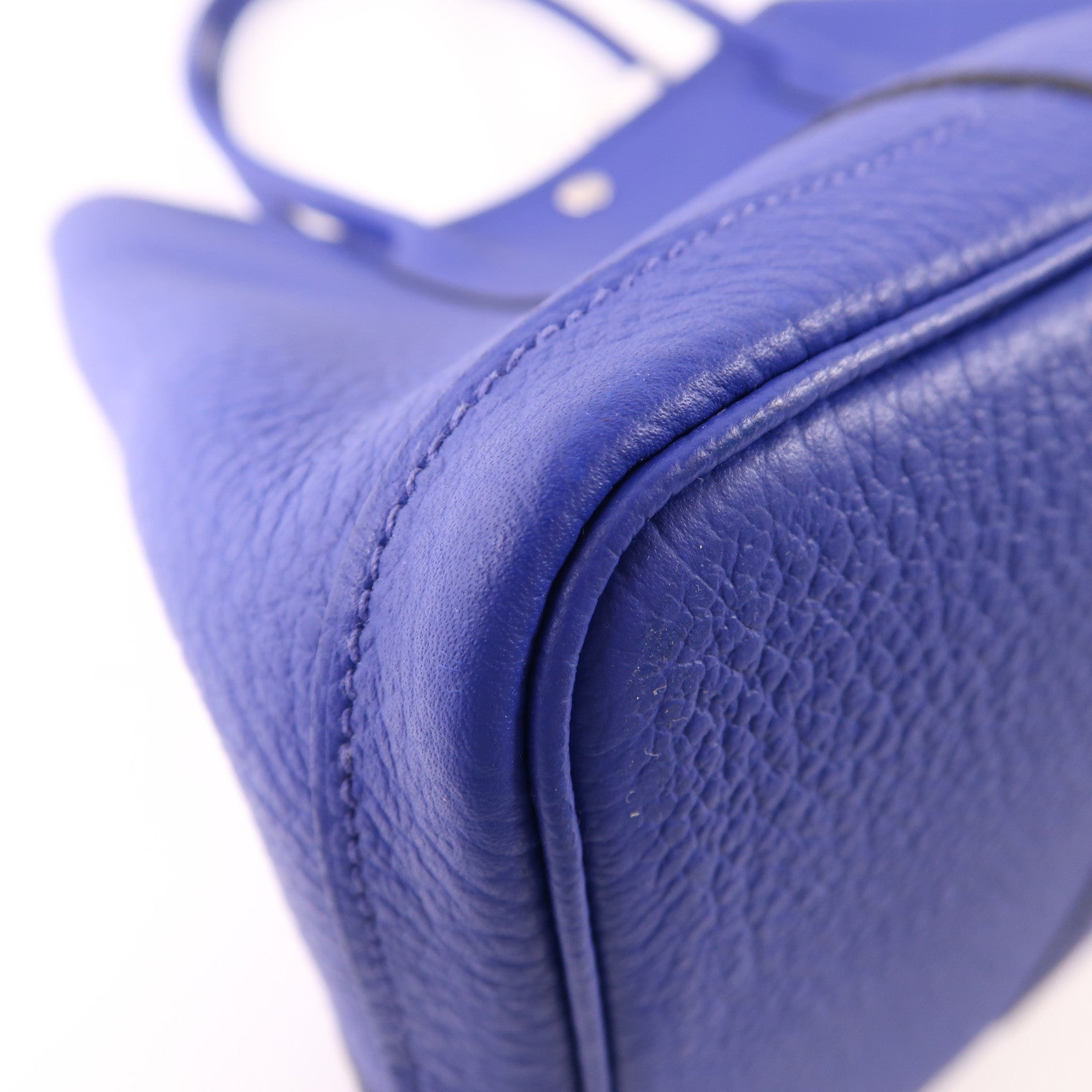 HERMES Negonda皮革Garden Party PM銀扣手挽袋皮革Garden Party PM銀扣手挽袋Bleu Electrique