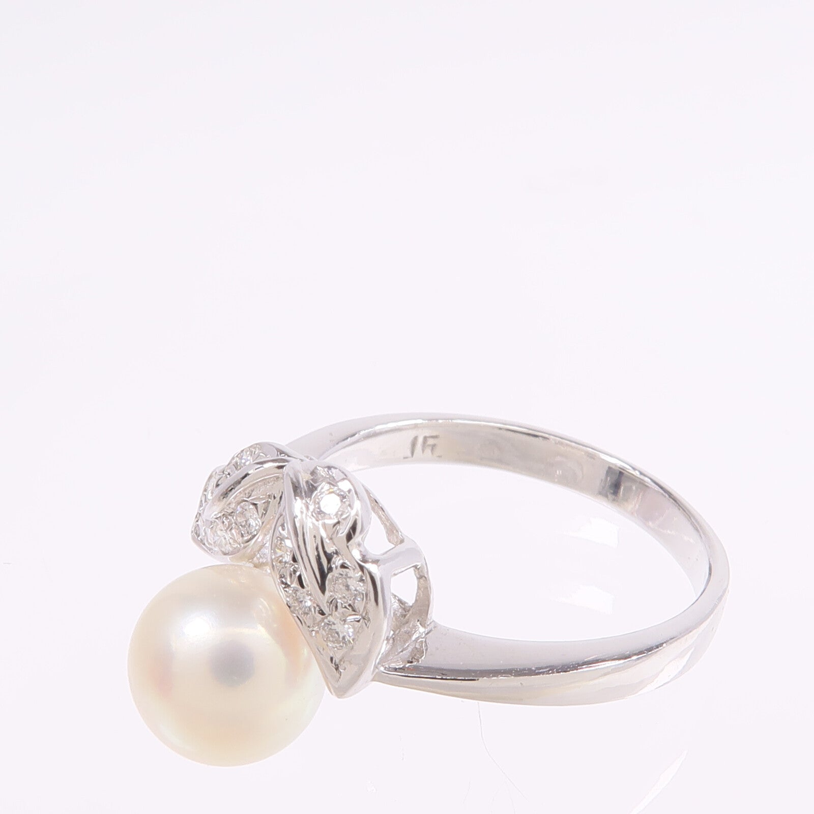 JEWELRY 【激減優惠】18K白金Pearl Diamond Ring珍珠戒指US#5