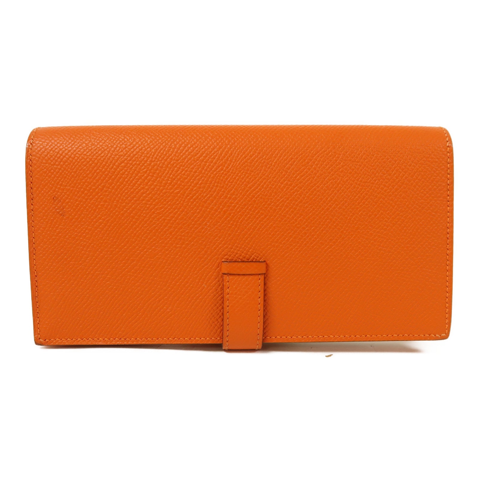 HERMES Epsom皮革Bearn Wallet銀扣長錢包橙色