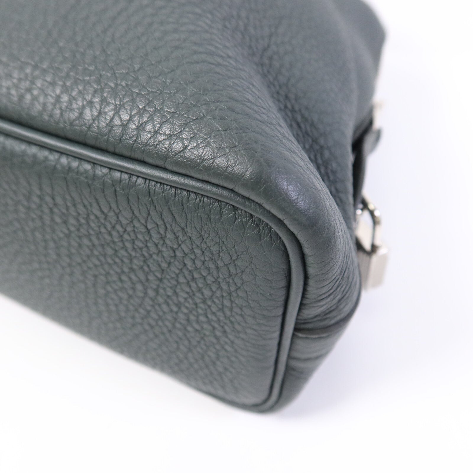 HERMES Togo皮革Bolide Messenger銀扣肩背袋Vert Mangrove