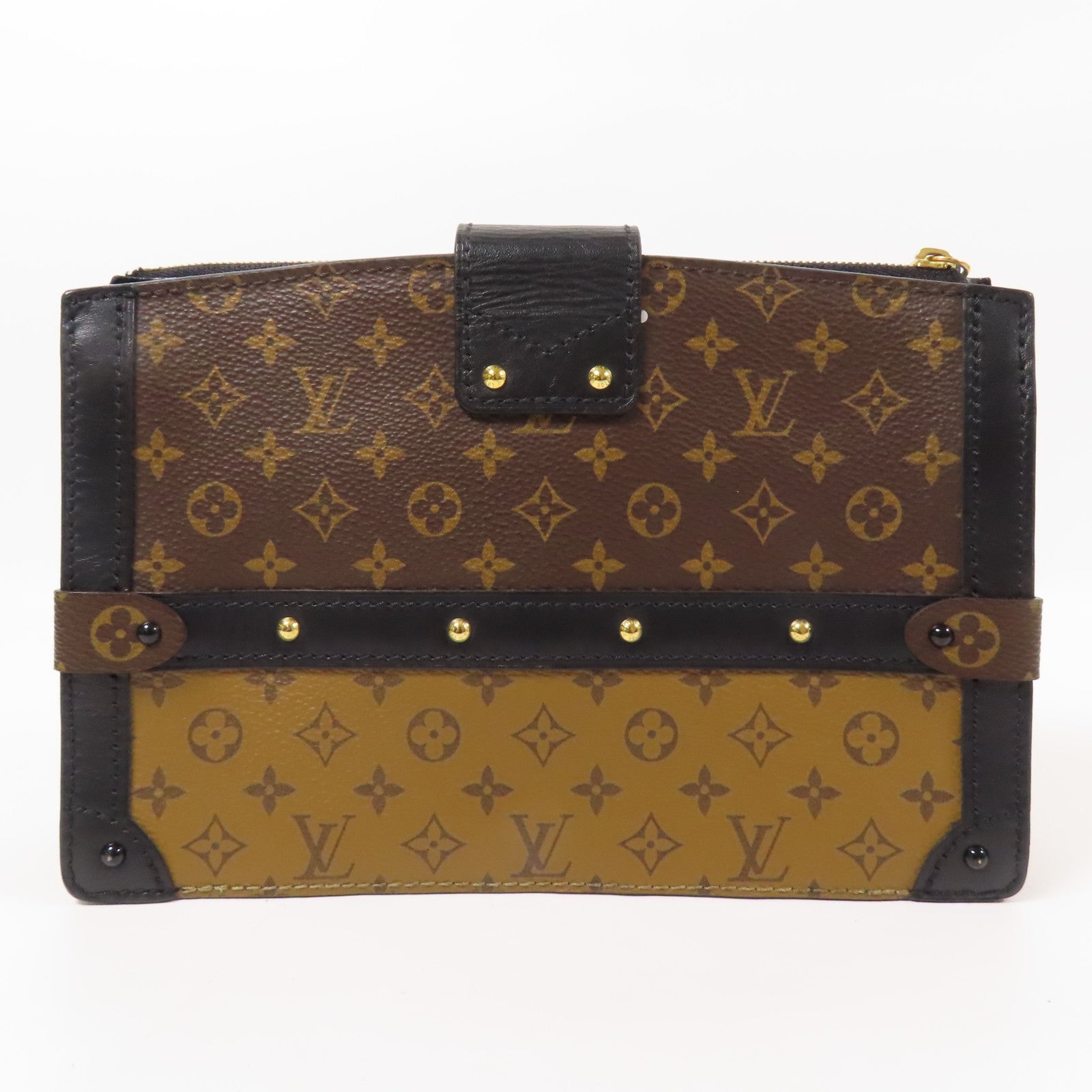 LOUIS VUITTON LV GHW Trunk Clutch Shoulder Bag M43596 Monogram Reverse Brown