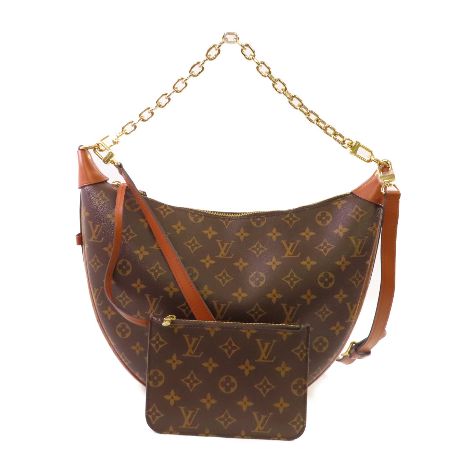 LOUIS VUITTON Monogram Reverse Loop Hobo 2Way Shoulder Bag金扣手挽肩背兩用袋啡色