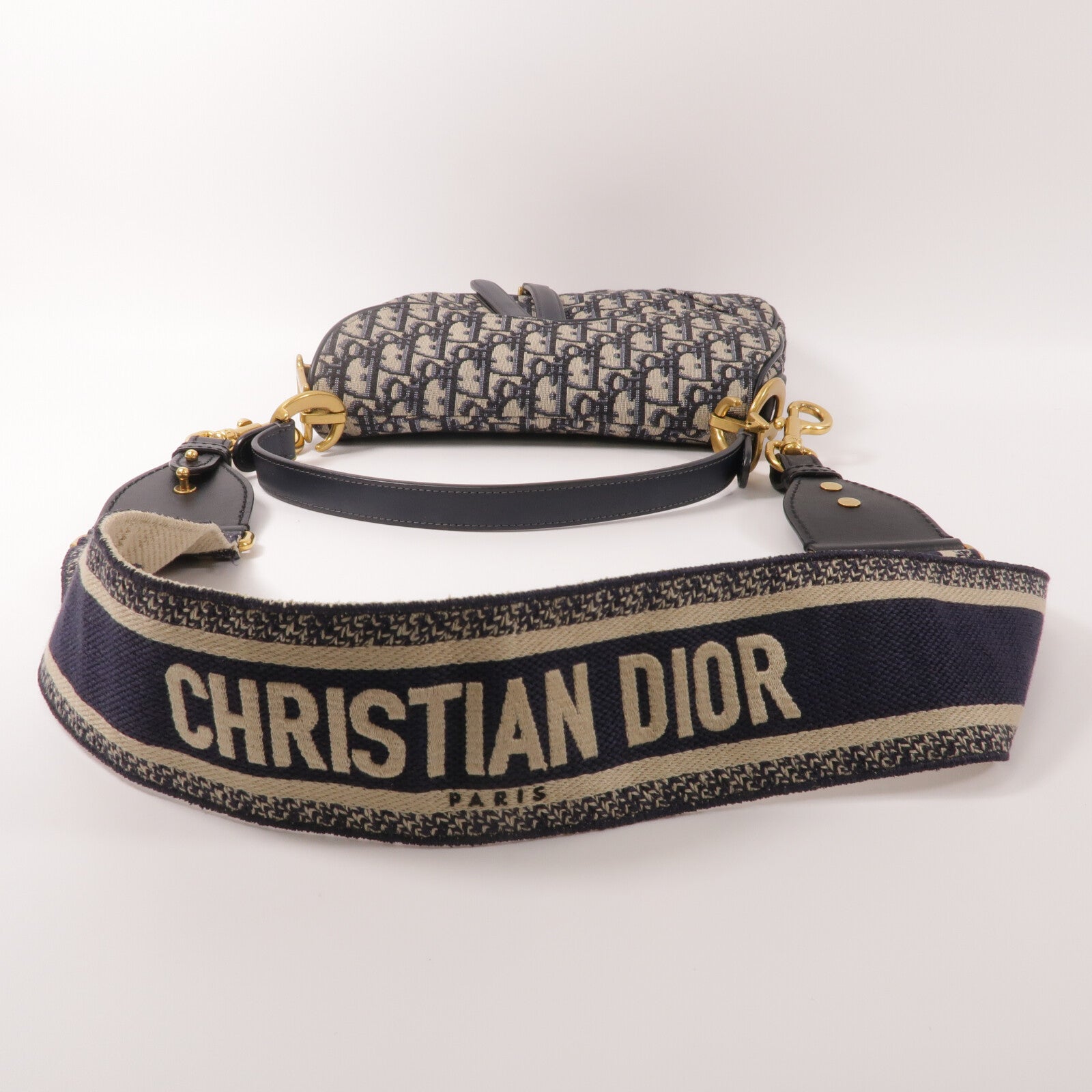 Dior Obriqur帆布Saddle Medium手挽肩背兩用袋