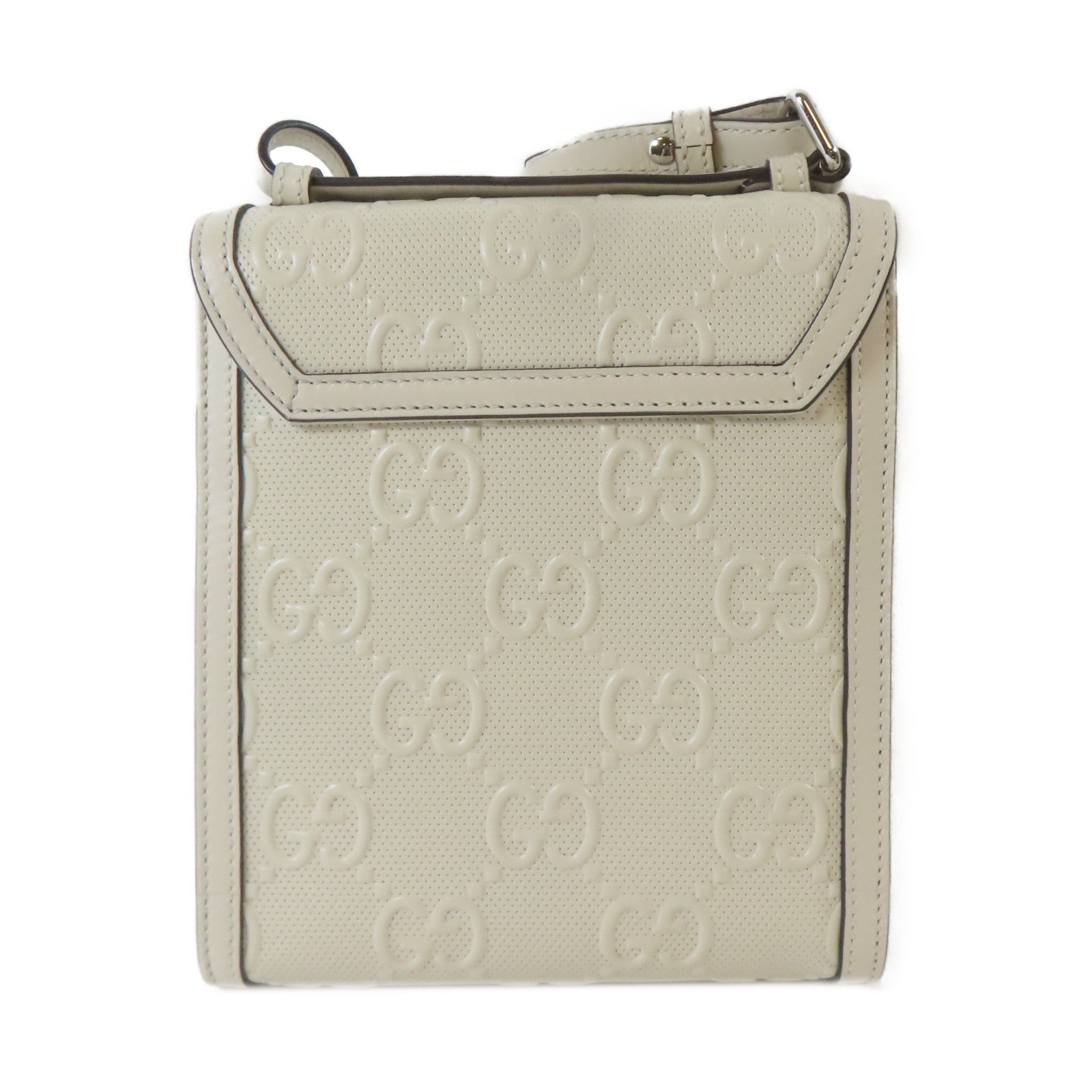 GUCCI 【激減優惠】牛皮皮革Shoulder Bag銀扣肩背袋白色