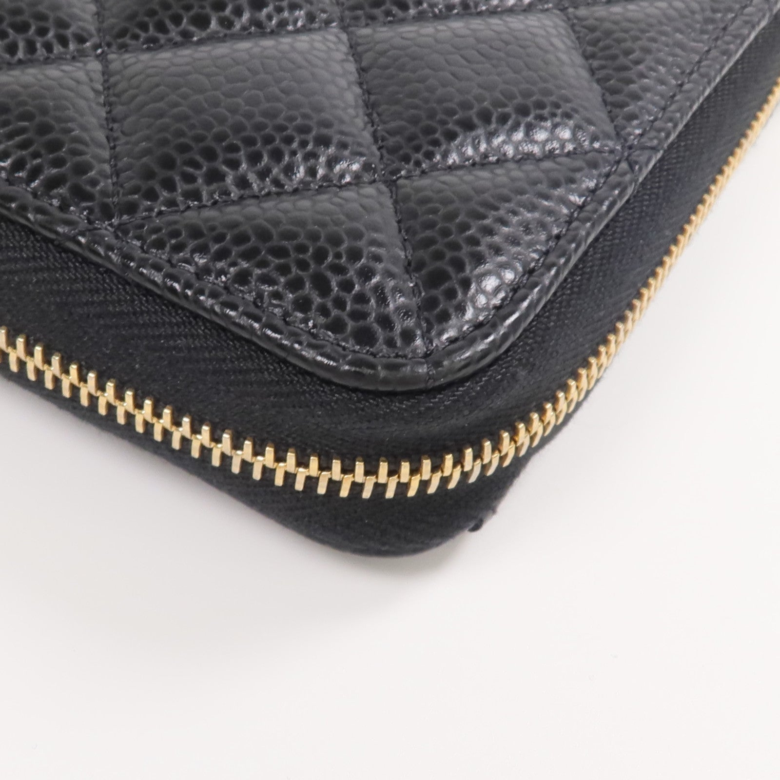 CHANEL 牛皮皮革Zipper Long Wallet金扣拉鏈長錢包