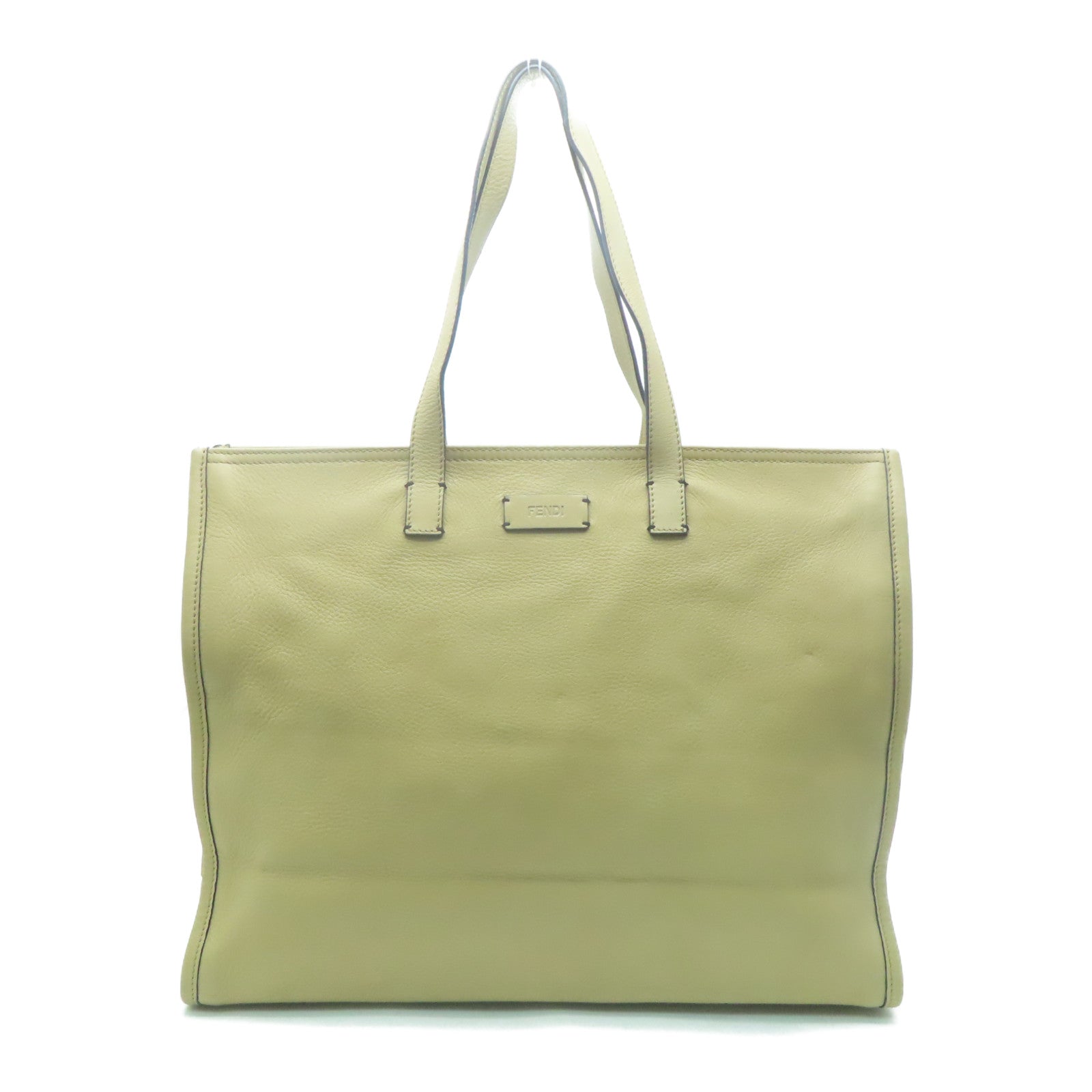 FENDI 【激減優惠】牛皮皮革Tote Bag金扣手挽袋淺啡色